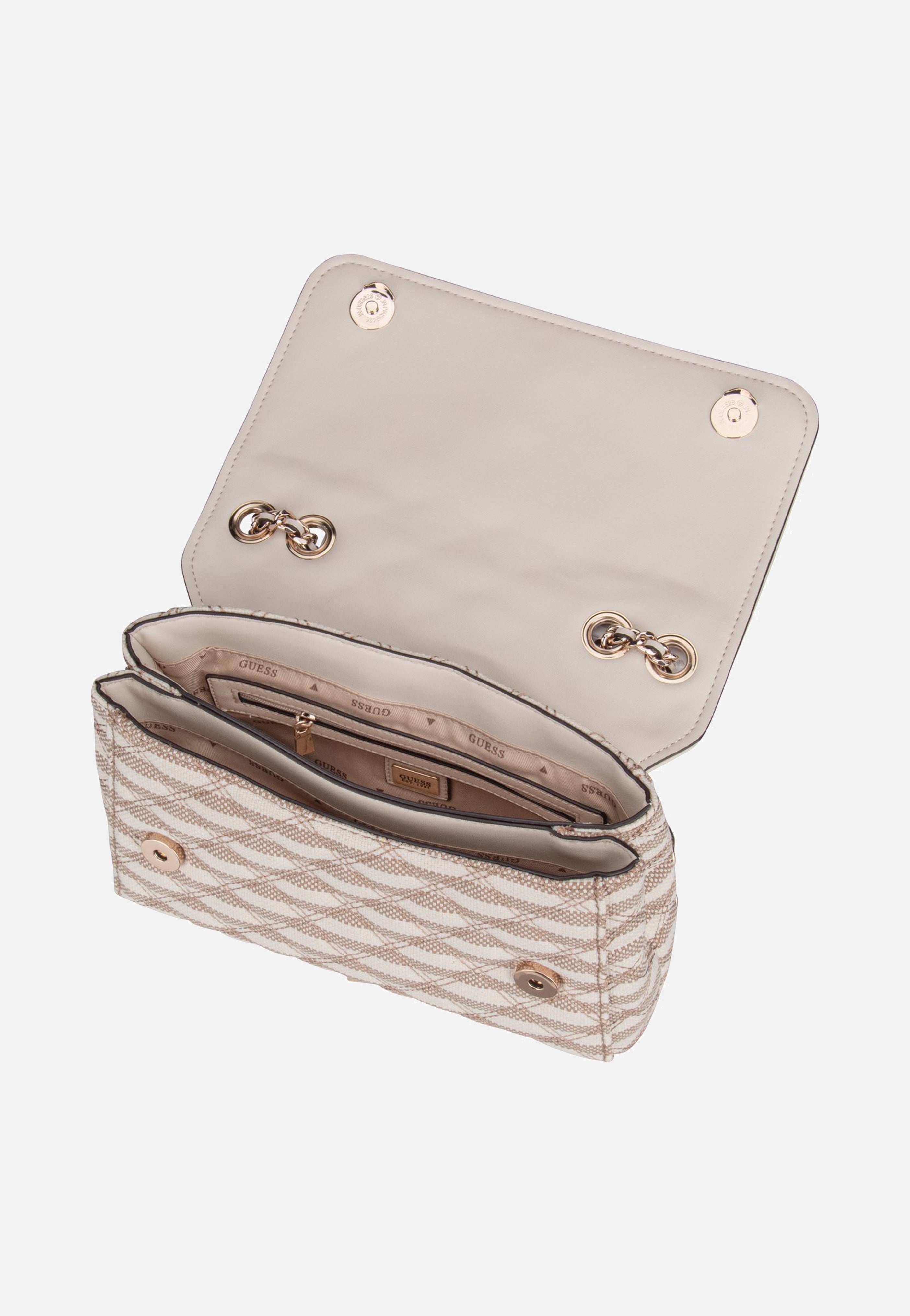 Guess Giully II 2 Comp Conv Flap Taupe Multi Umhängetasche