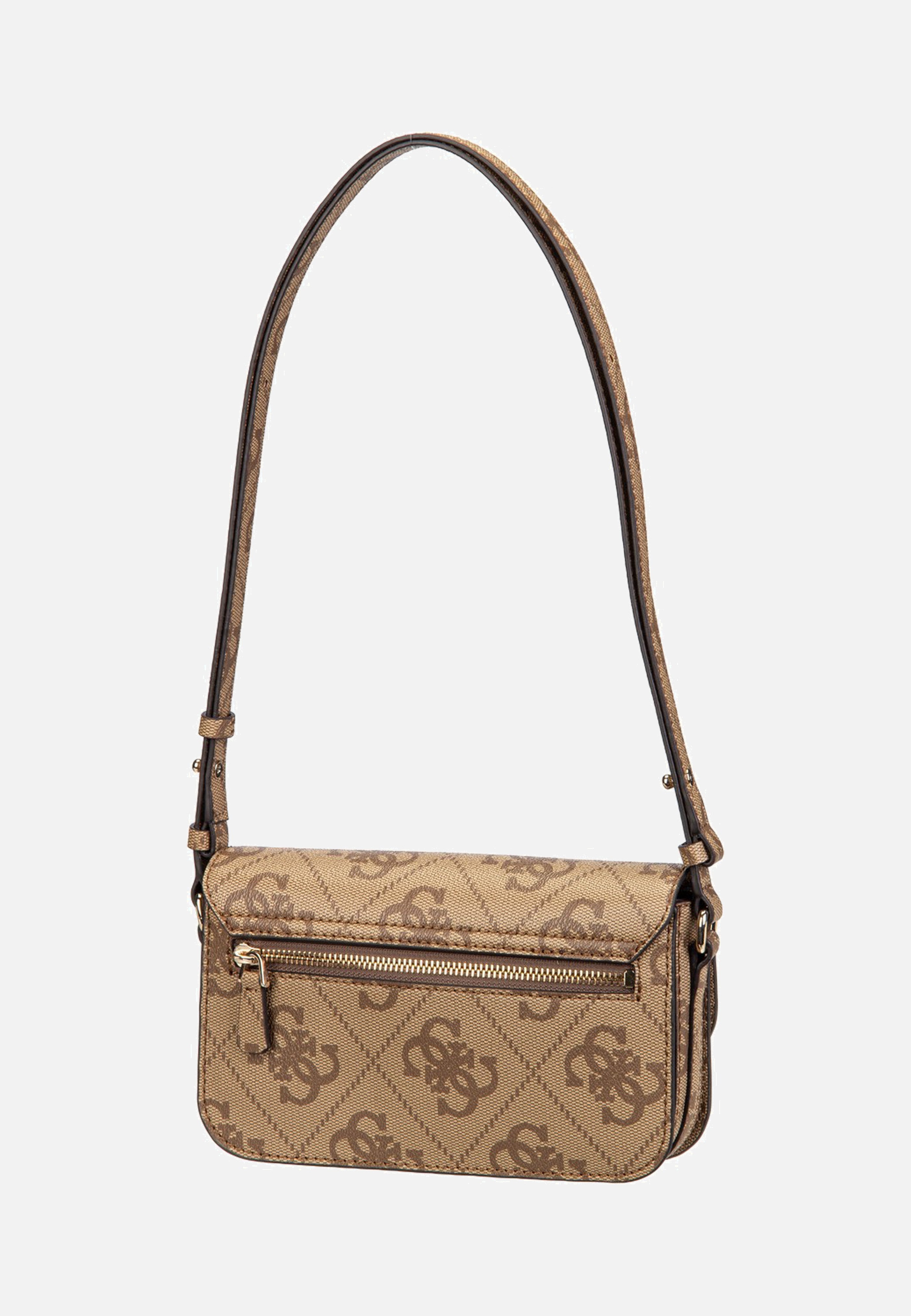 Guess Janie Logo Conv Xbody Flap Latte Logo Umhängetasche