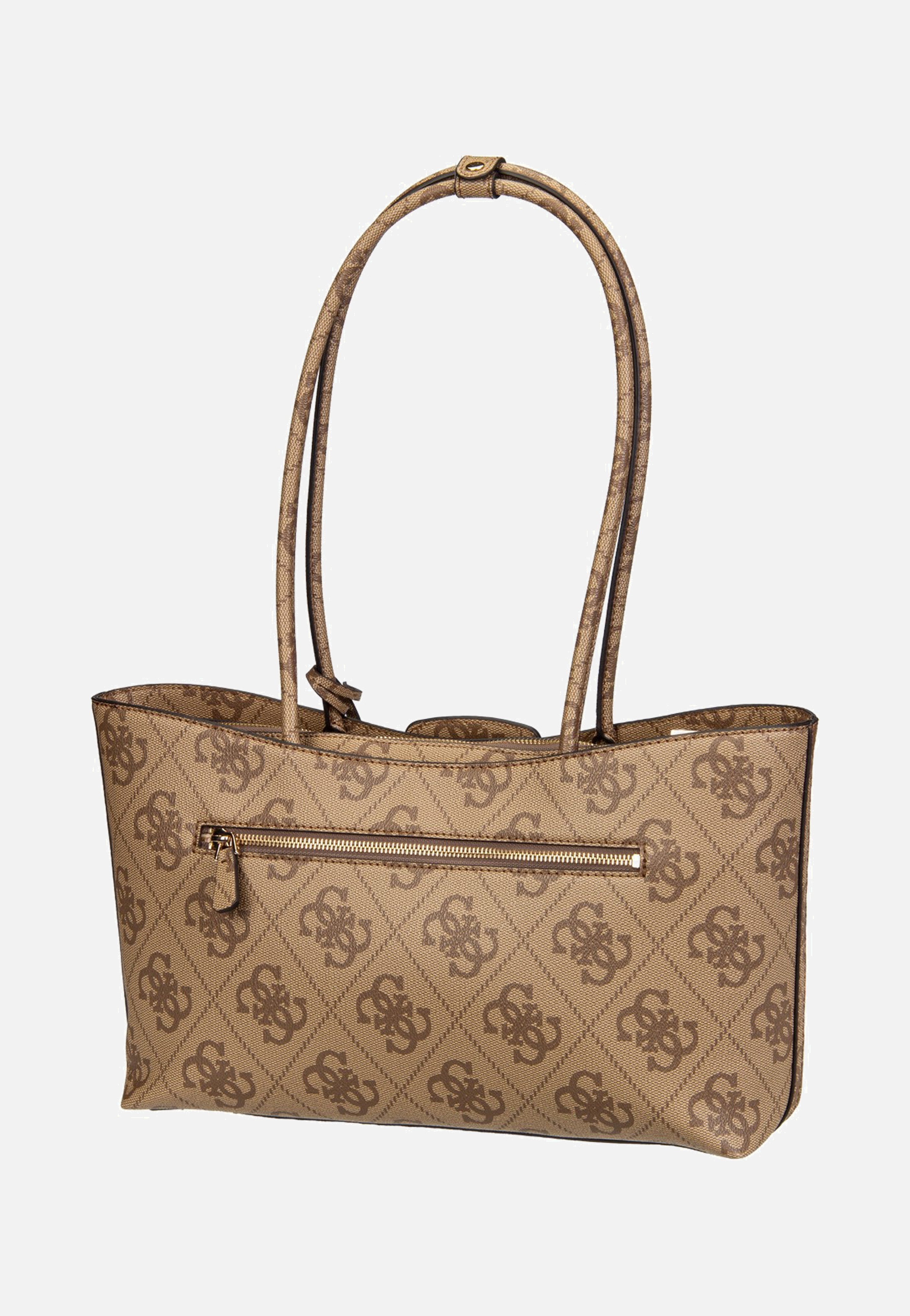 Guess Janie Logo Girlfriend Carryall Latte Logo Shopper