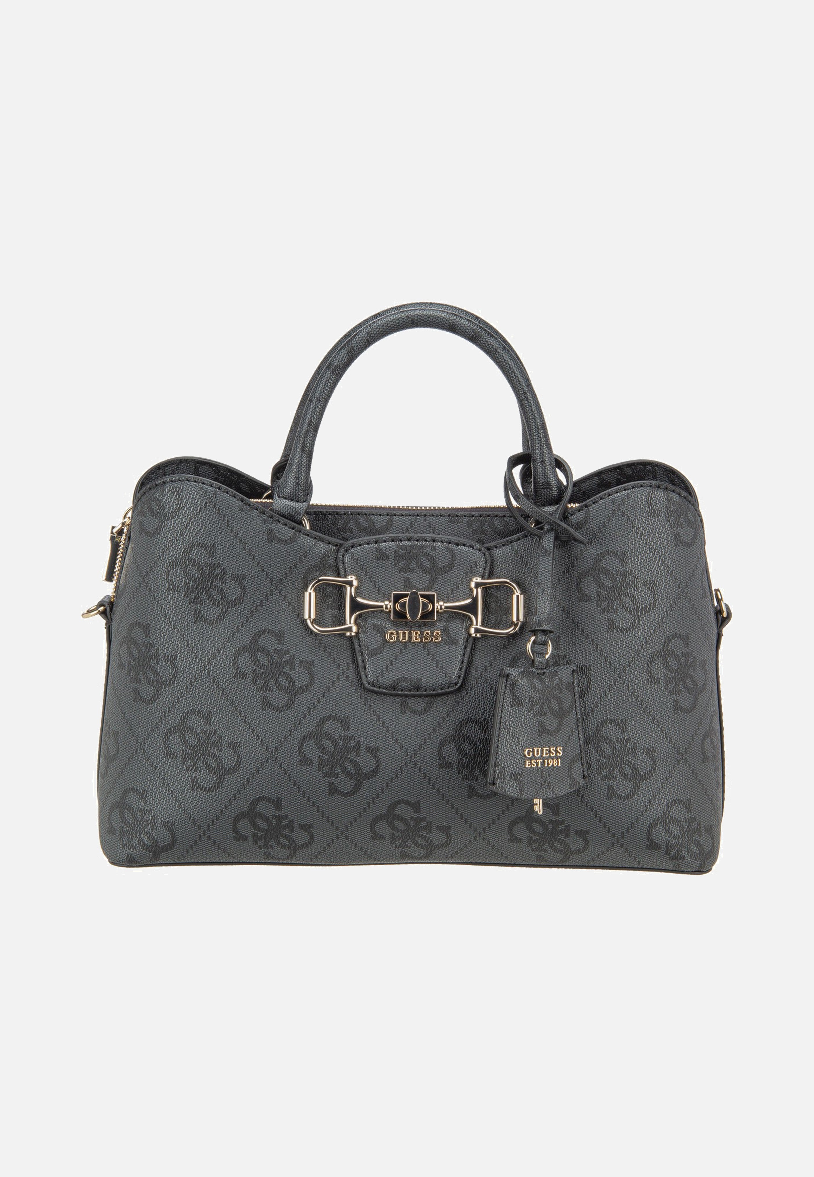 Guess - Janie Logo Girlfriend Satchel Coal Logo - Satchel | Women-Image