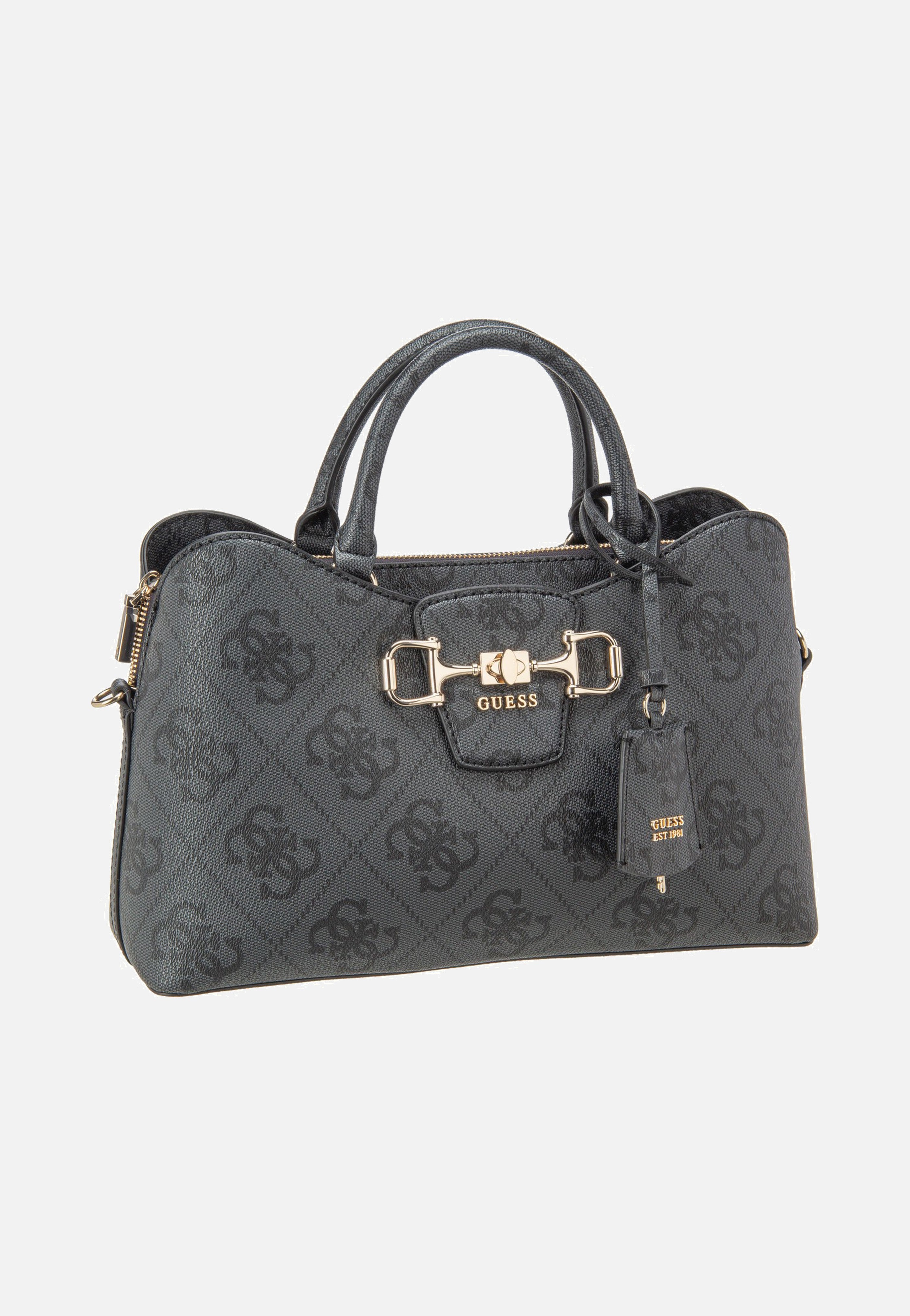 Guess - Janie Logo Girlfriend Satchel Coal Logo - Satchel | Women-Image