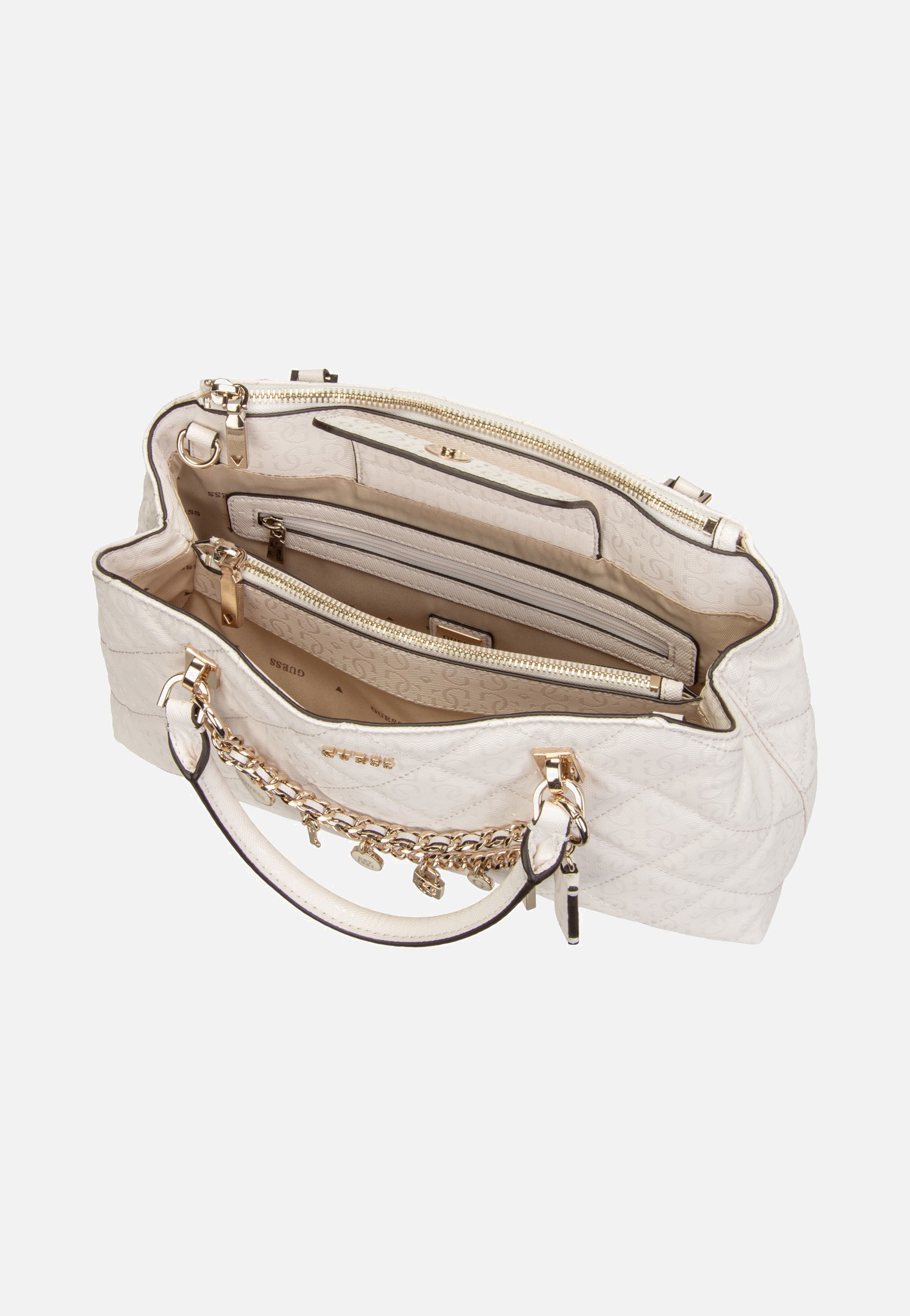 Guess - Libby 2 Comp Satchel Off White - Satchel | Women-Image