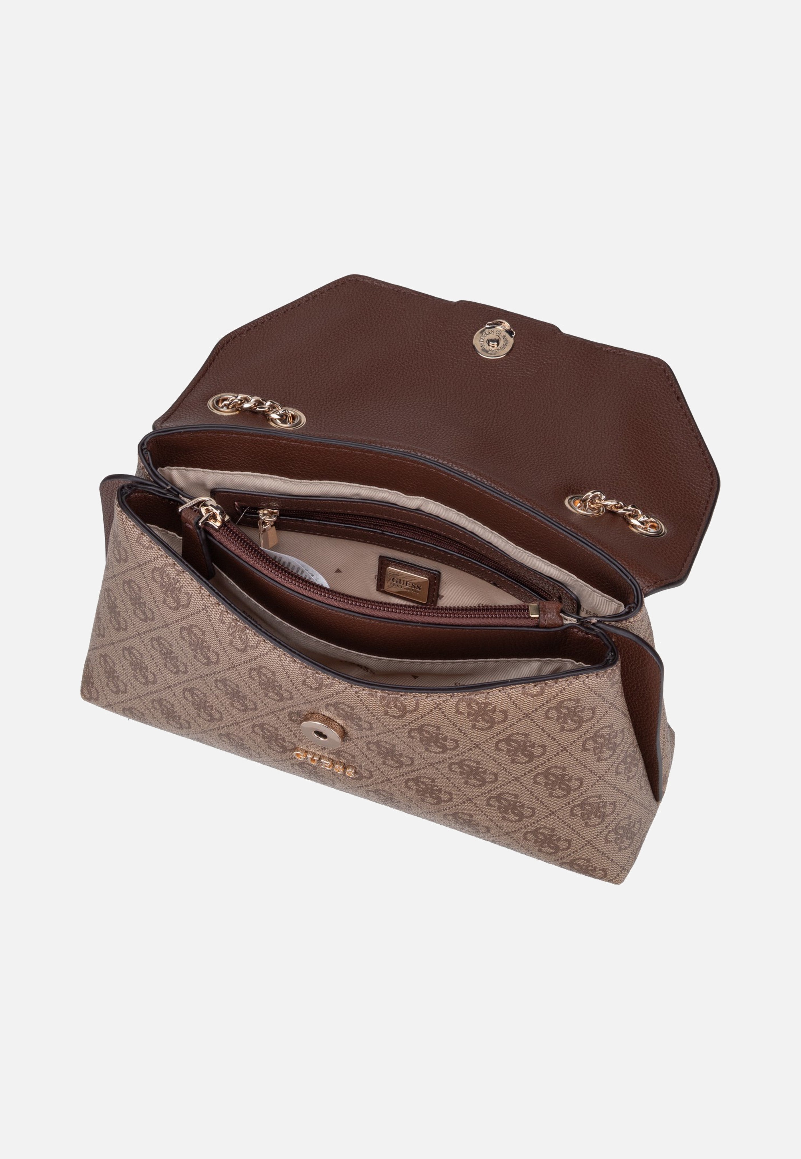 Guess Lindsey Convertible Flap 49210 Latte Logo Crossbody Bag