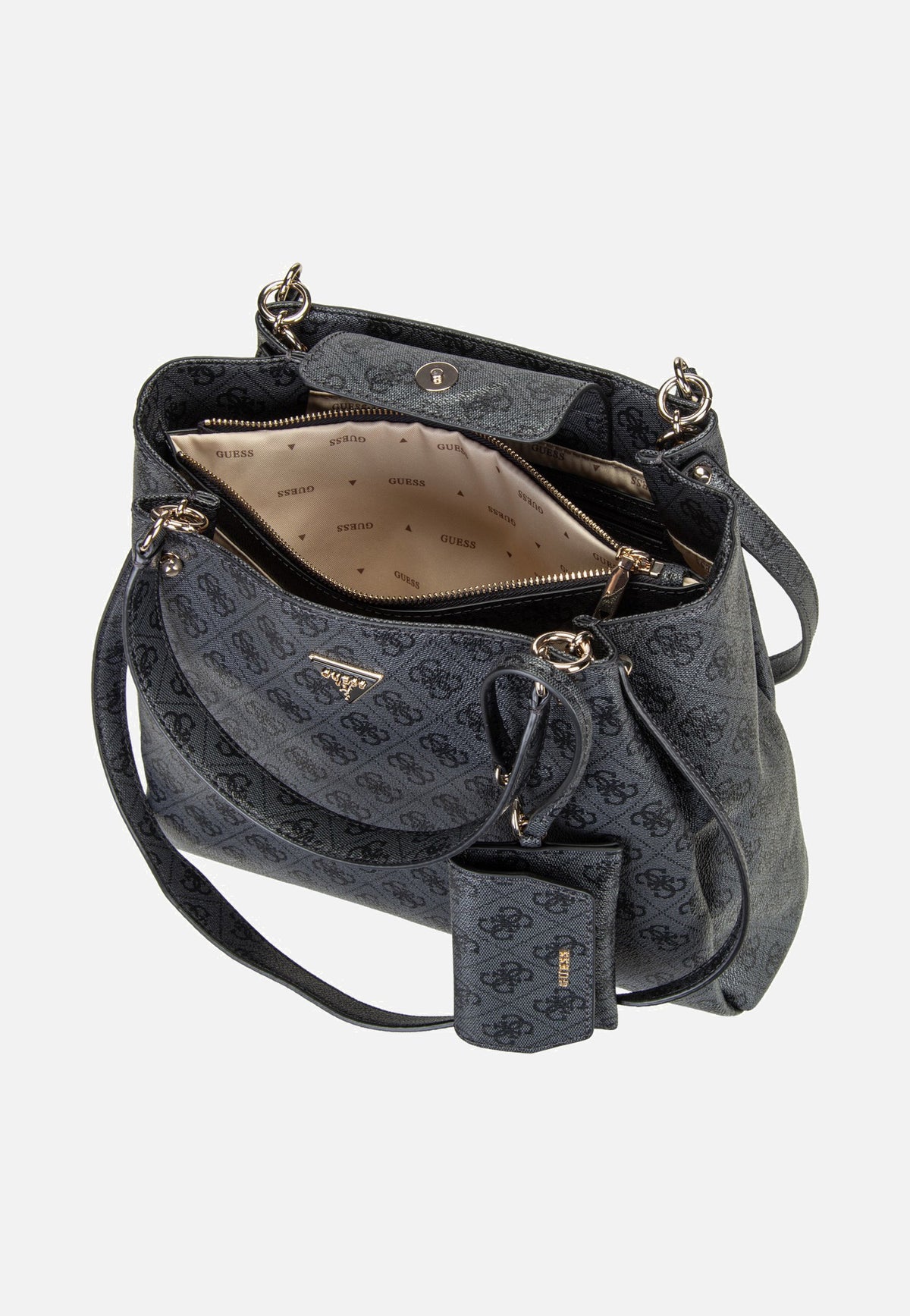 Guess Lorella Logo Girlfriend 84230 Coal Logo Tote Bag