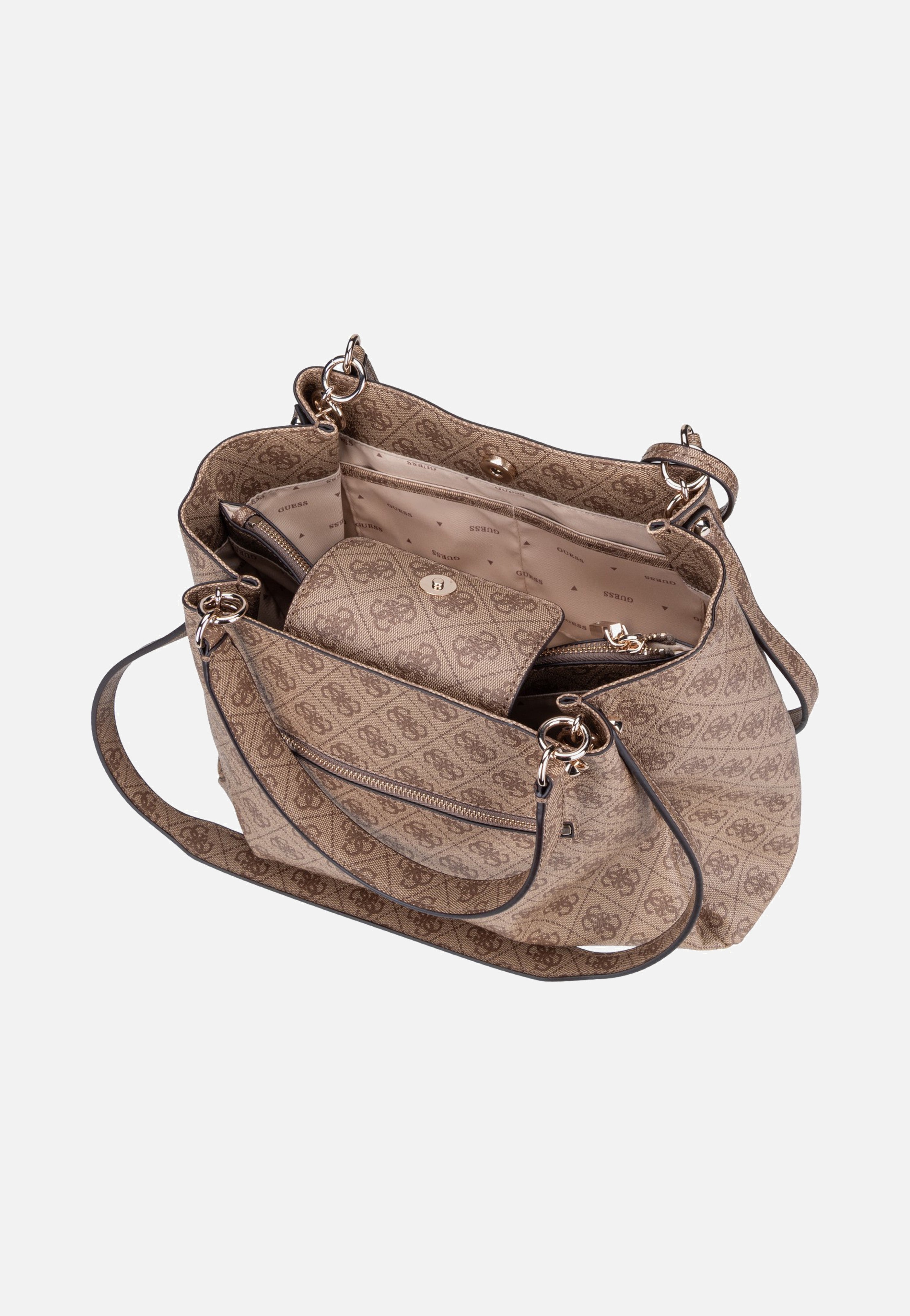 Guess Lorella Logo Girlfriend 84230 Latte Logo Tote Bag