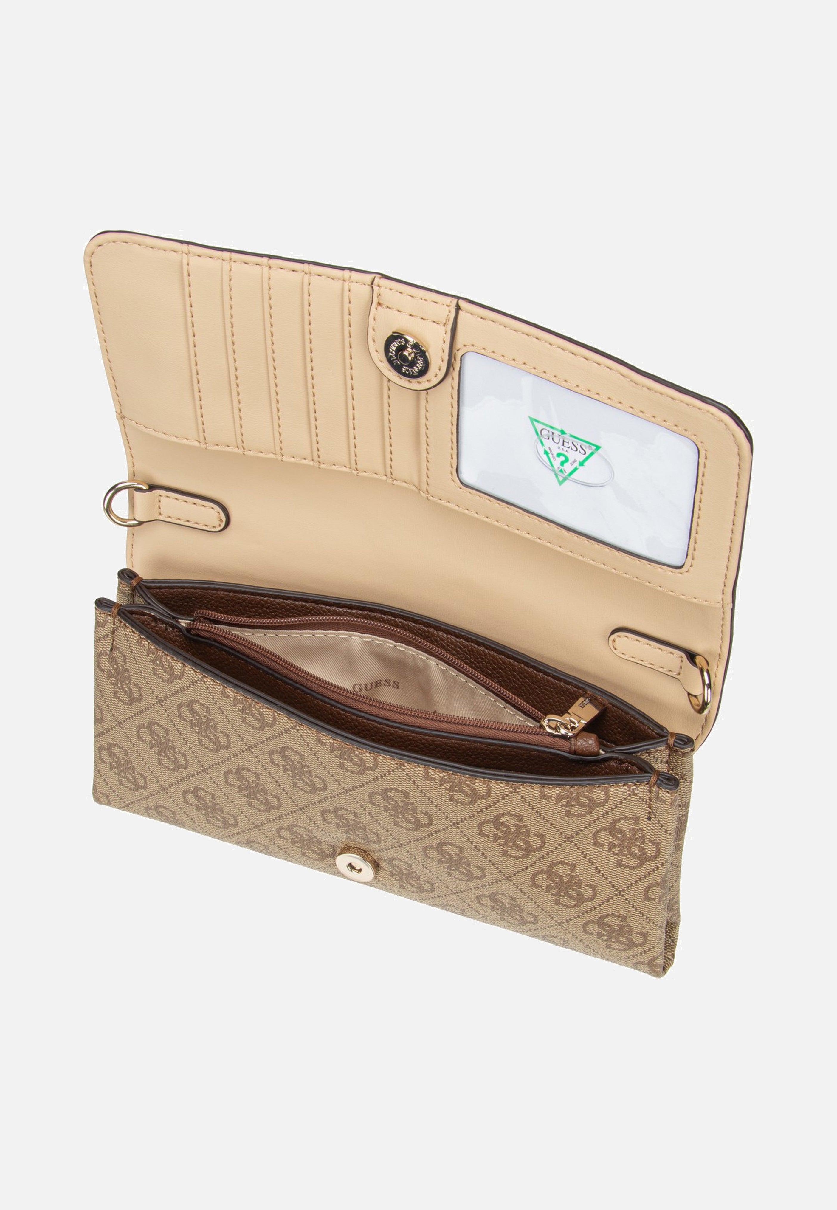 Guess - Noelle II Xbody Flap Organizer Latte Logo/Brown - Clutch | Women-Image