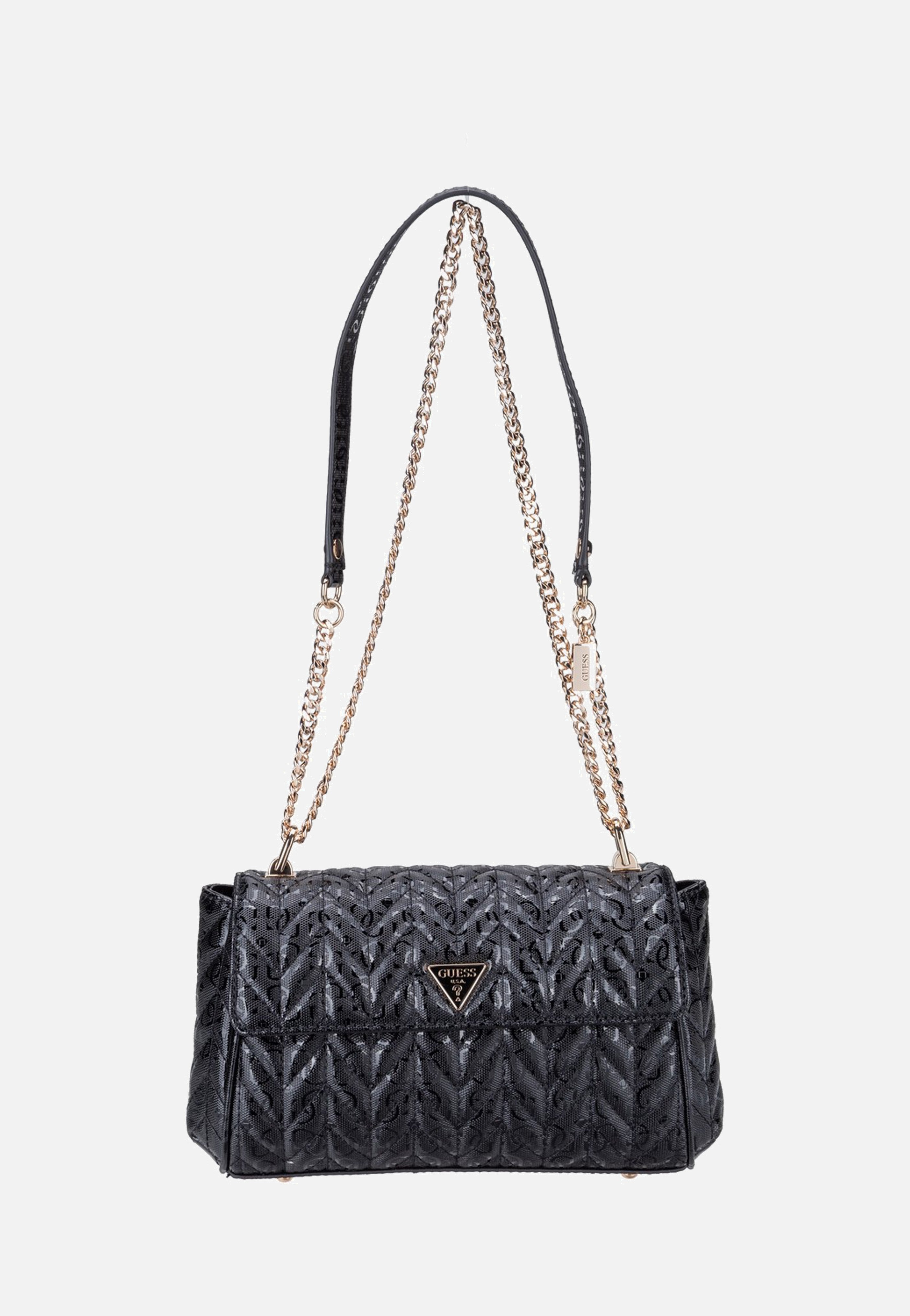 Guess Stacey Convertible Flap 41210 Black Crossbody Bag