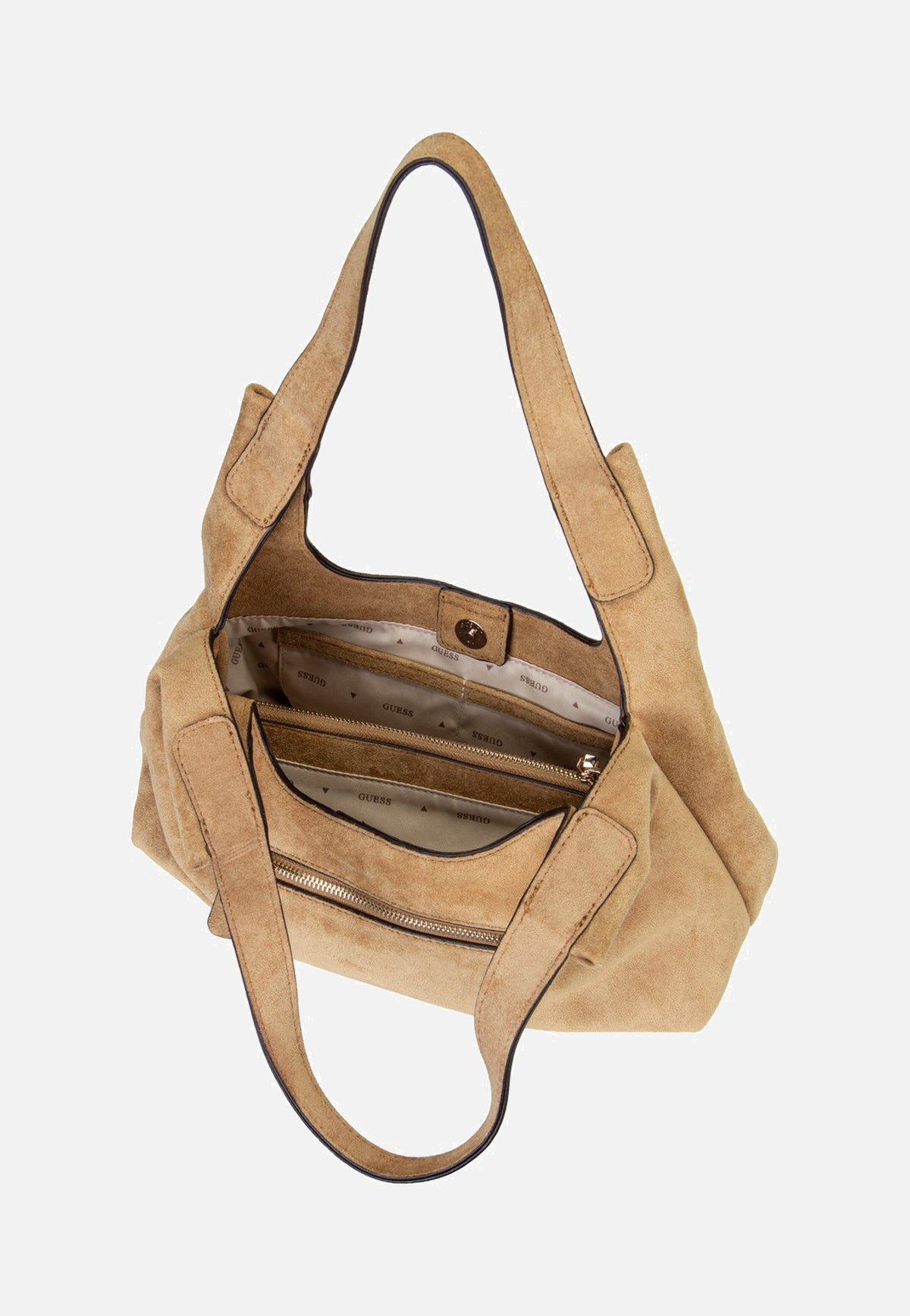 Guess Sunset Small Suede 14010 Tan Schultertasche