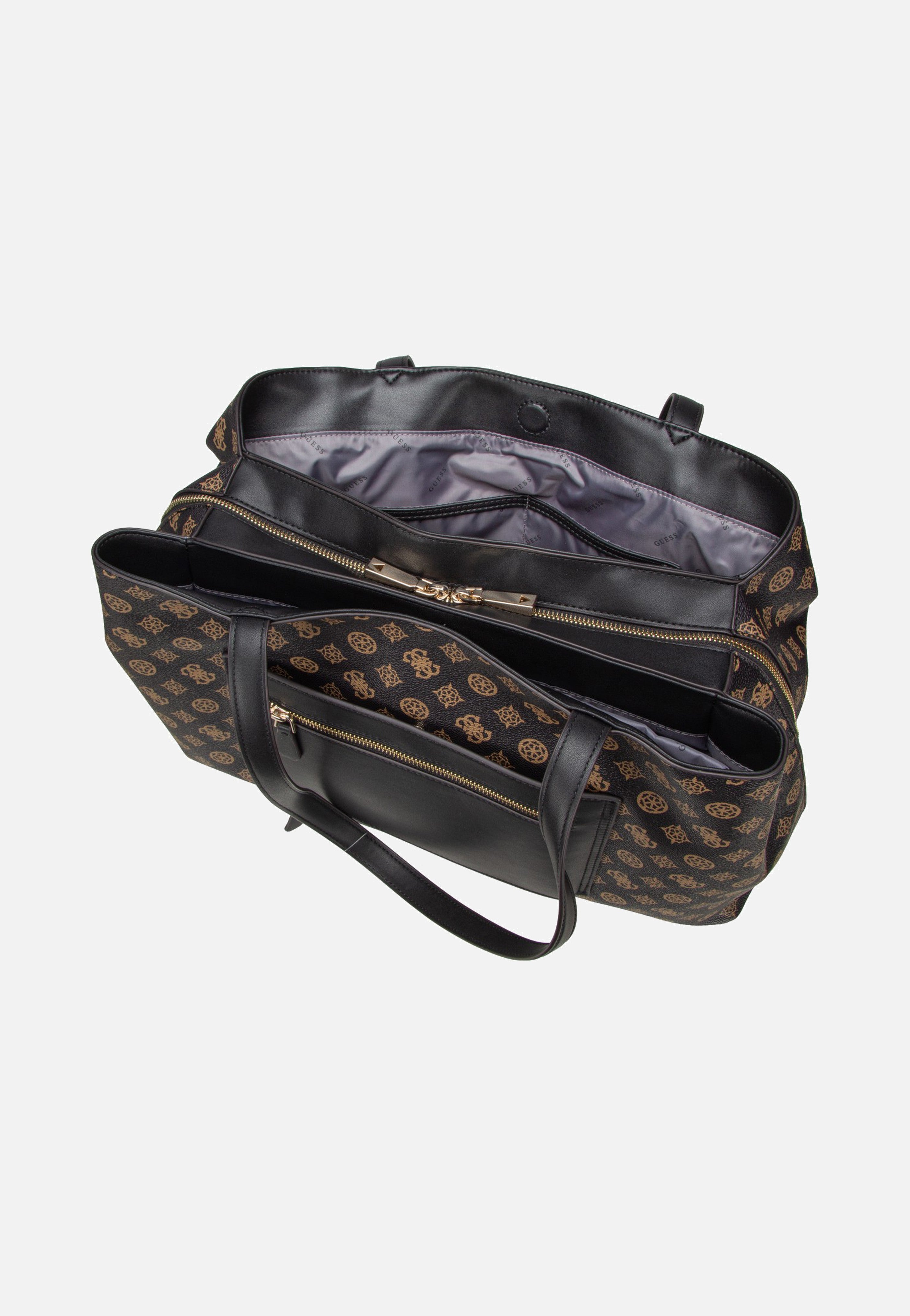 Guess Wilder Tri Compartment Tote Brown Shopper