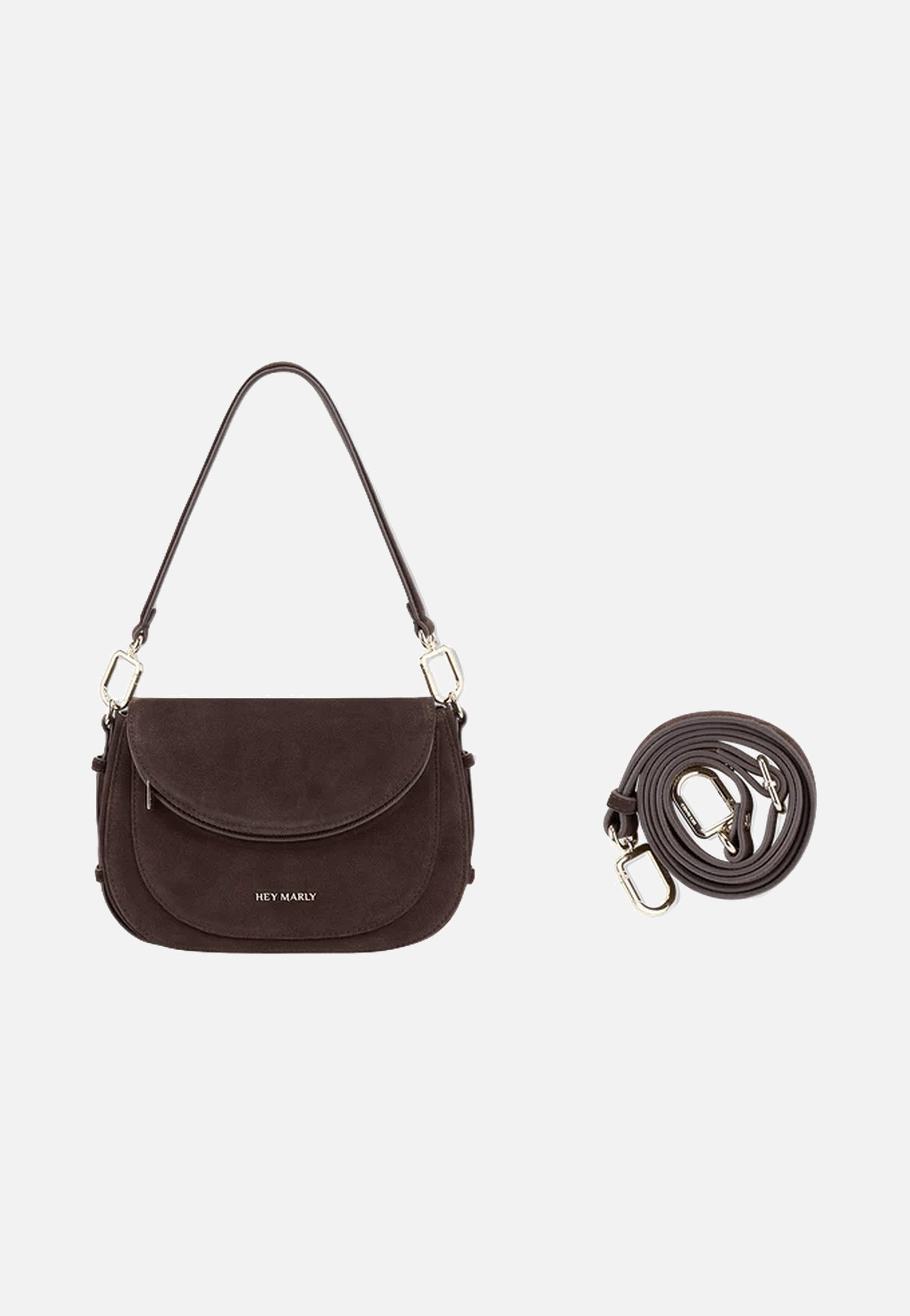 Hey Marly Big Sister Suede Coffee Crossbody Bag