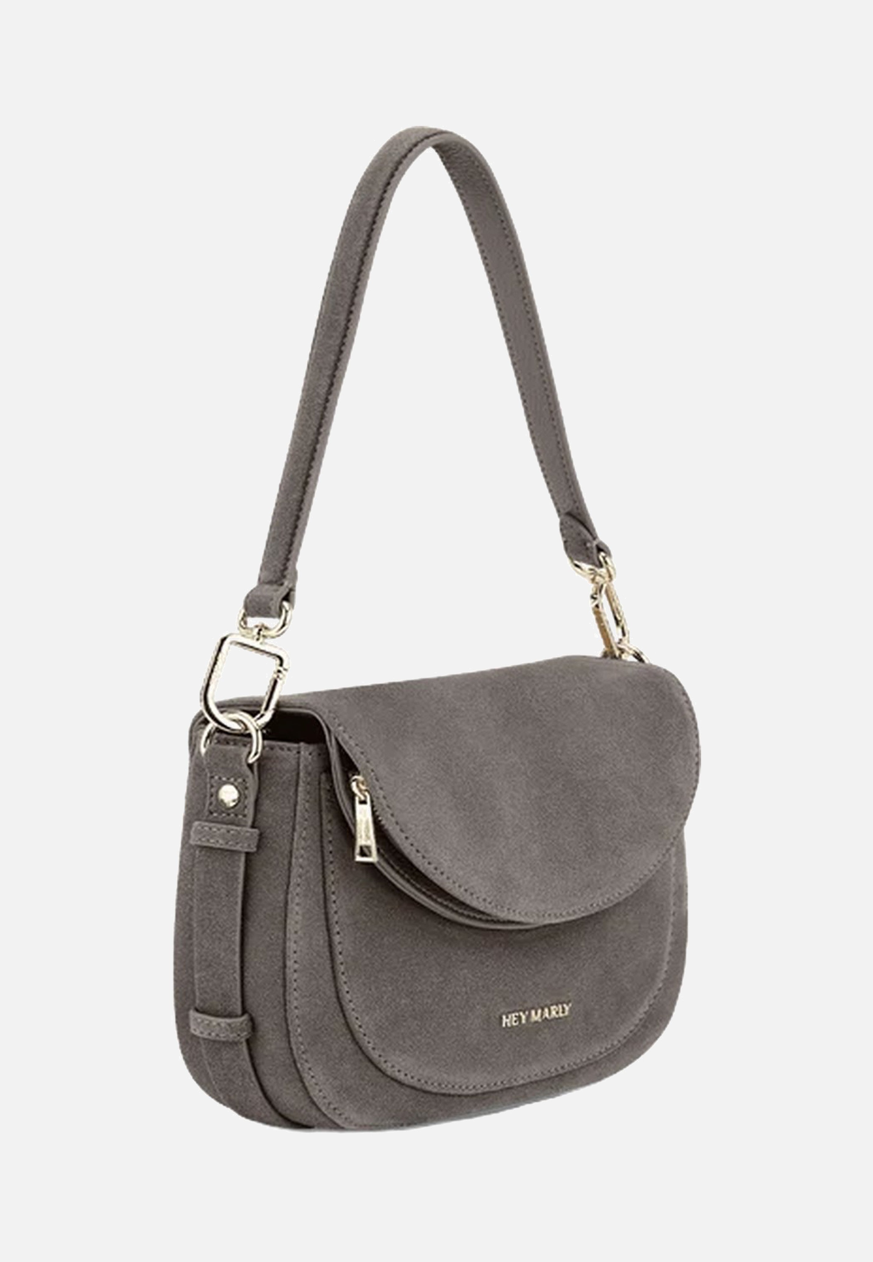 Hey Marly Big Sister Suede Grey Crossbody Bag
