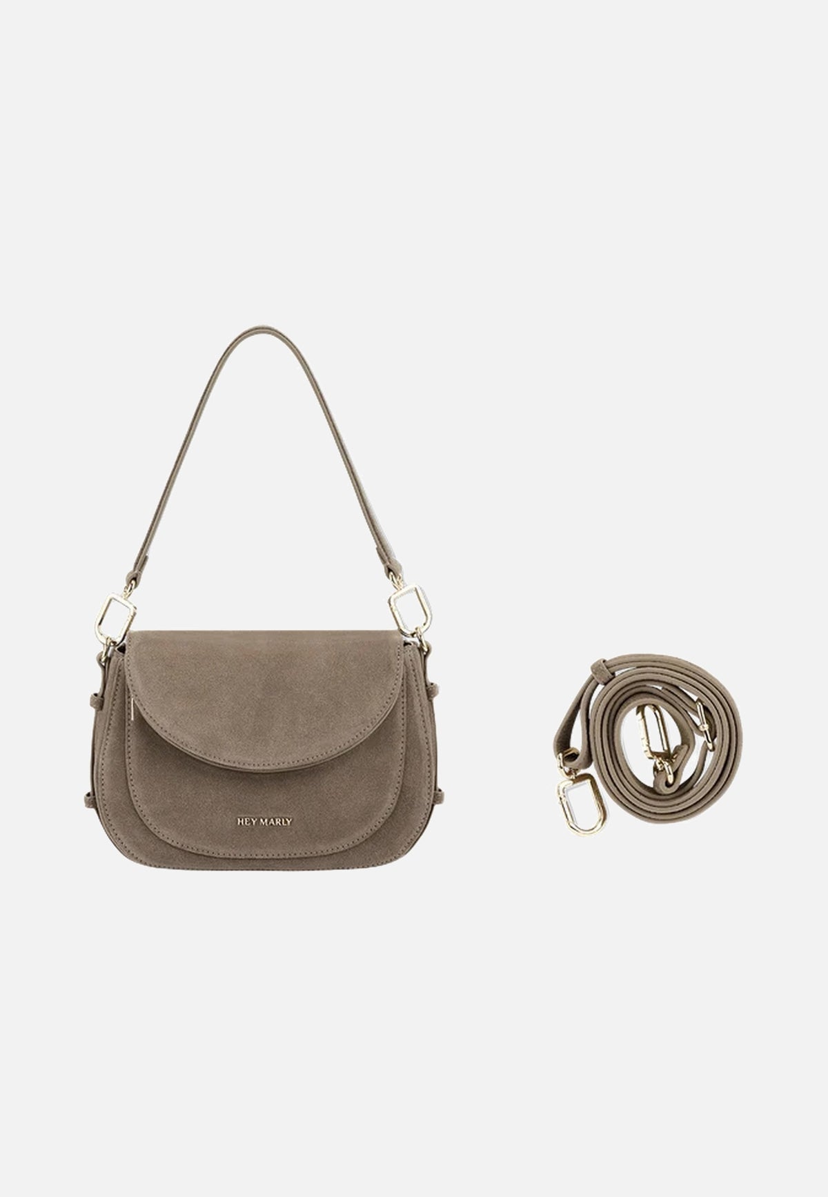 Hey Marly Big Sister Suede Mocha Crossbody Bag