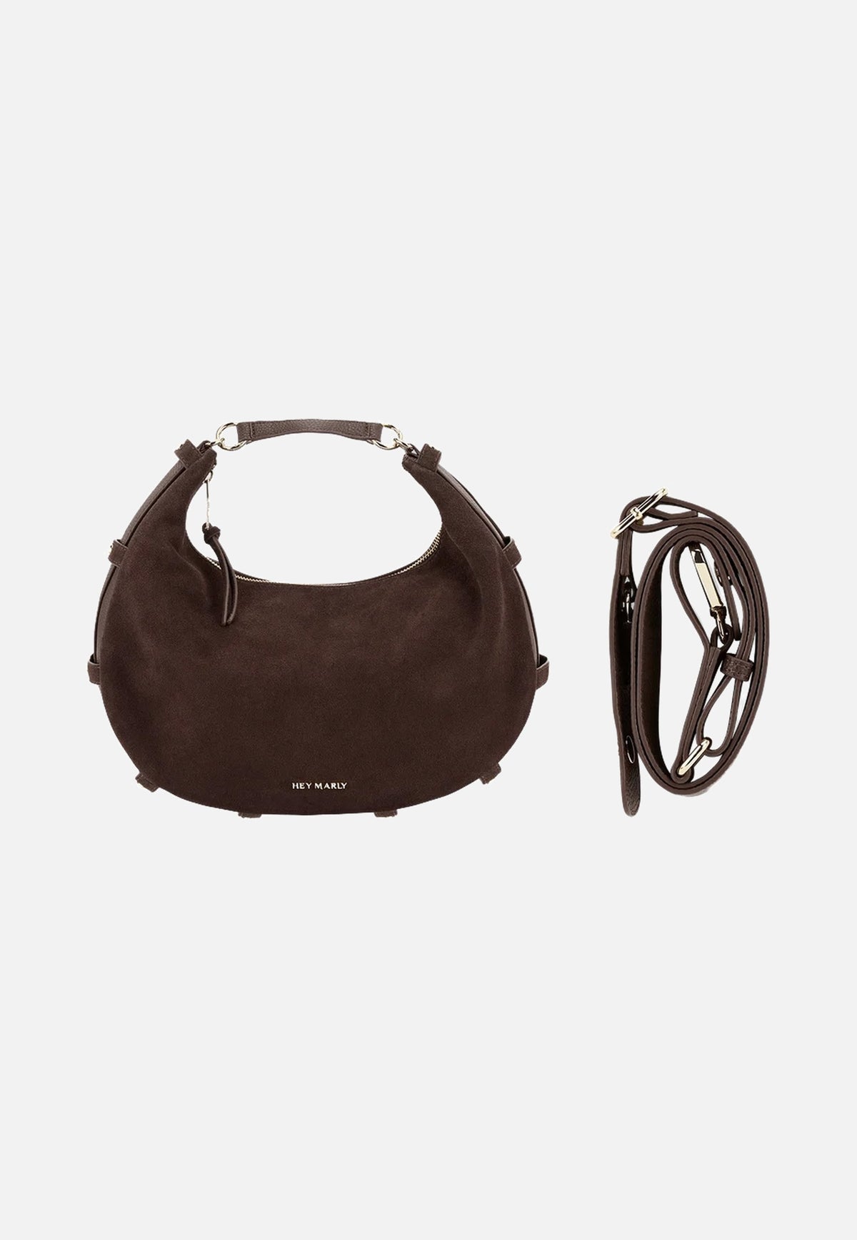 Hey Marly Lifetime Sister Suede M Coffee Crossbody Bag