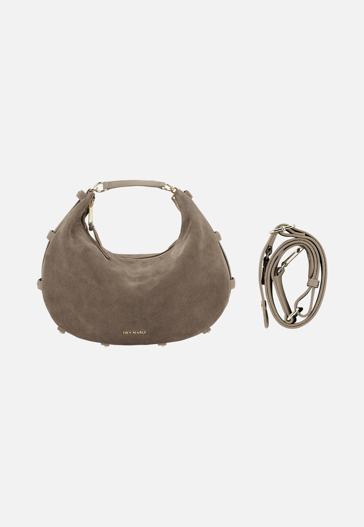 Hey Marly Lifetime Sister Suede M Mocha Crossbody Bag
