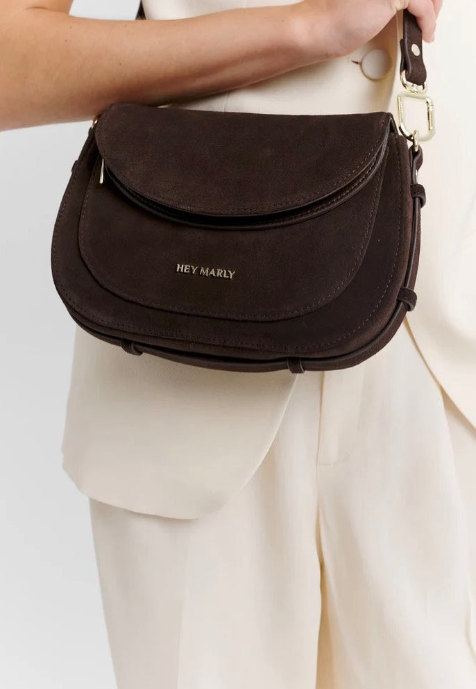 Hey Marly Big Sister Suede Coffee Crossbody Bag