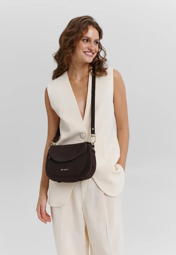 Hey Marly Big Sister Suede Coffee Crossbody Bag