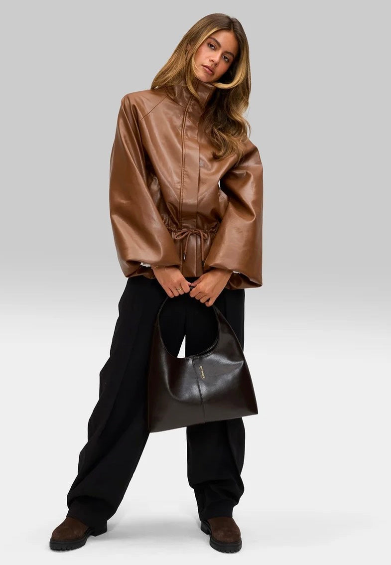 Hey Marly Alltime Lover M Glossy Coffee Hobo Bag