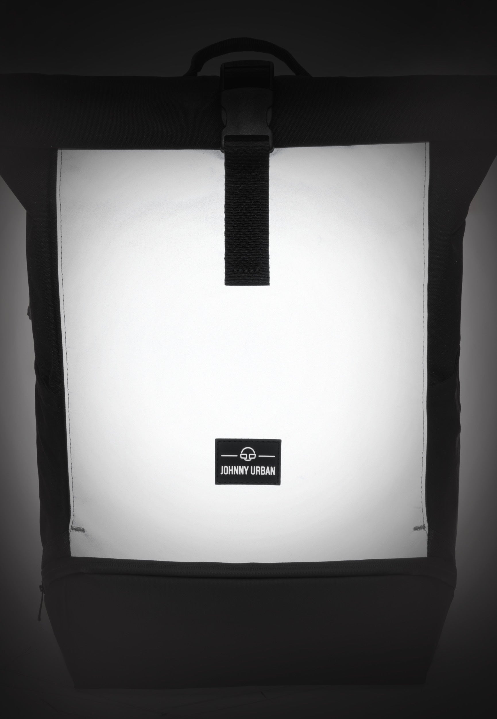 Johnny Urban Allen Medium Black Reflective Rolltop Backpack