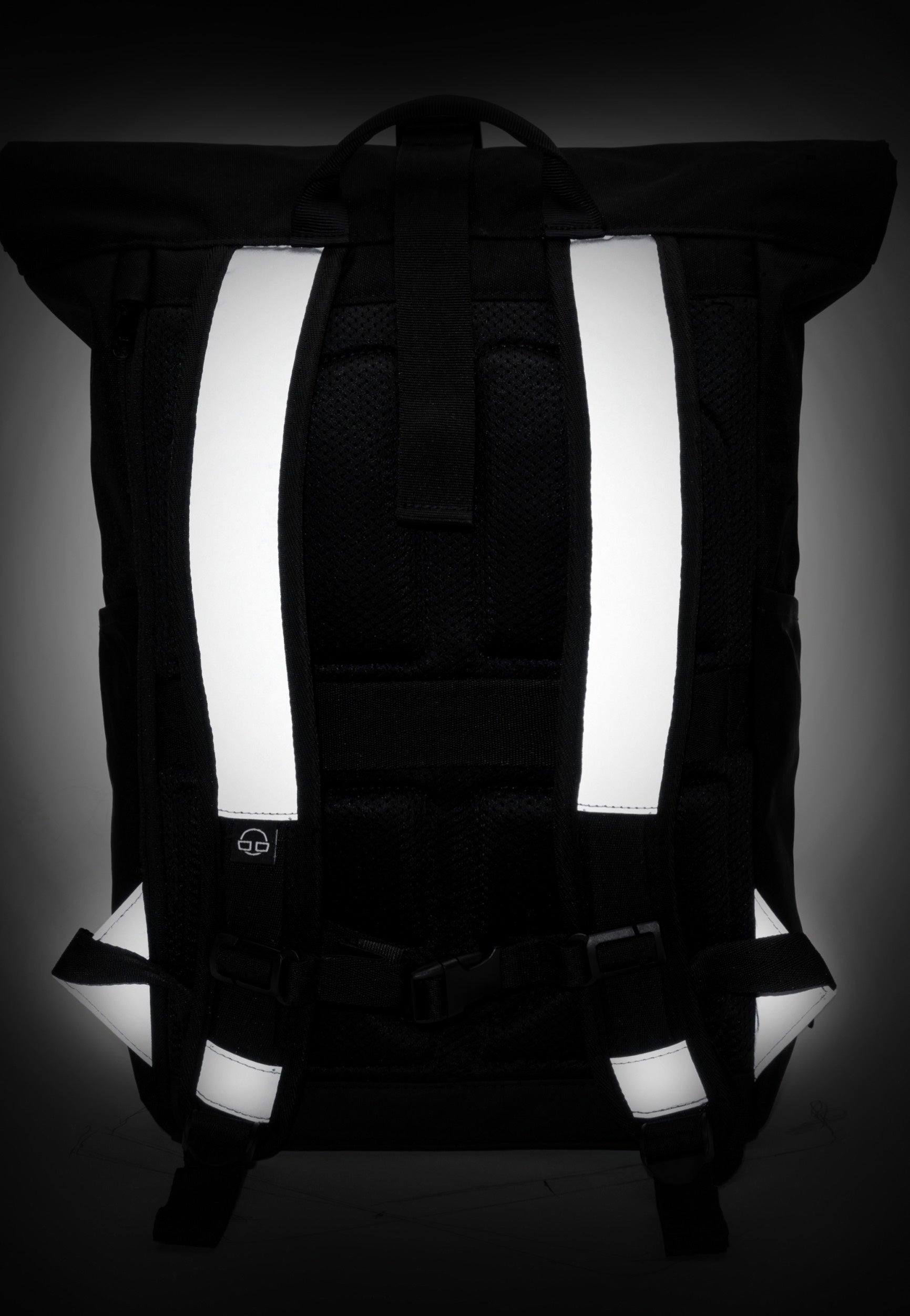 Johnny Urban Allen Medium Black Reflective Rolltop Backpack