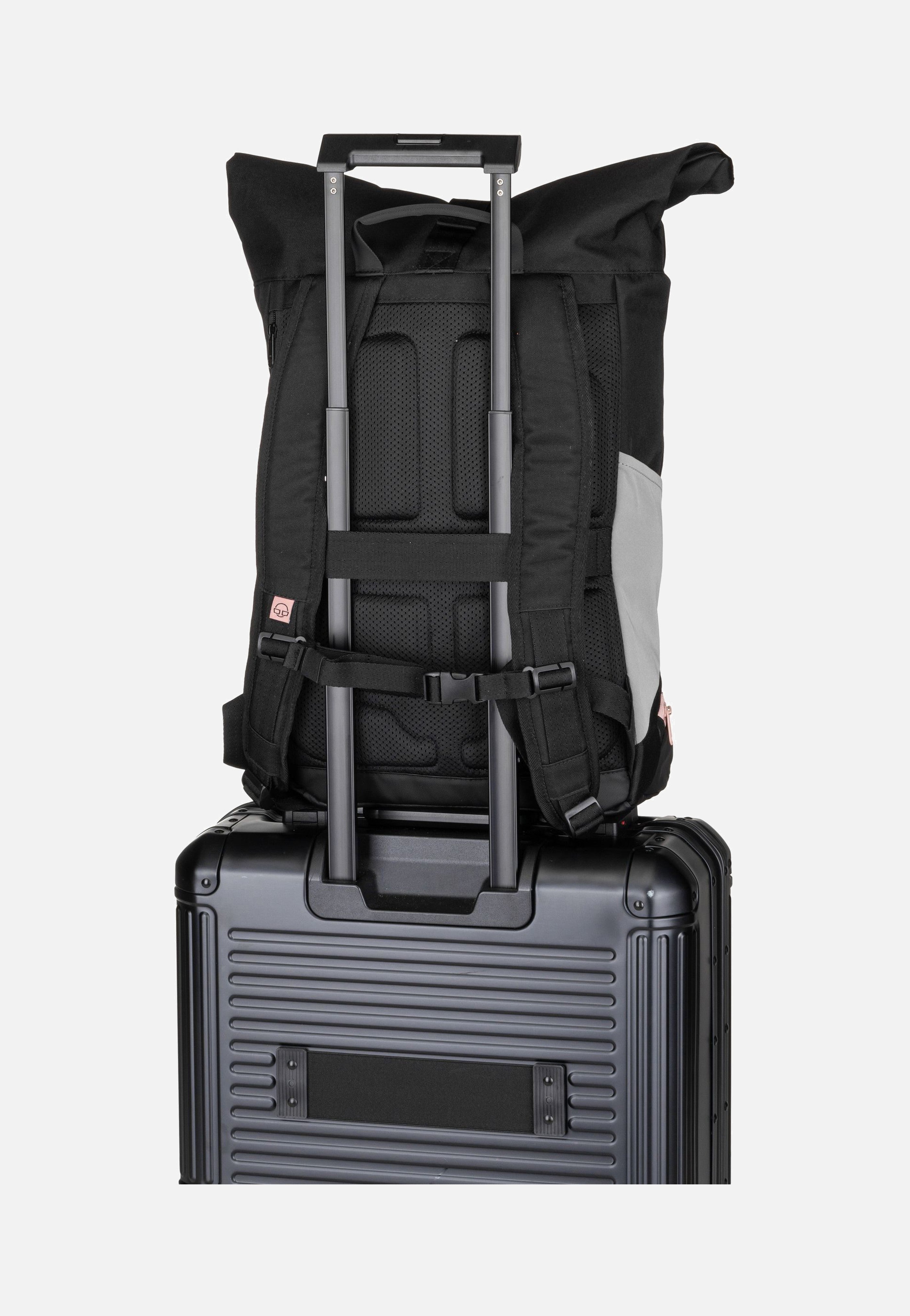 Johnny Urban Allen Large Schwarz-Rosa Rolltop Rucksack