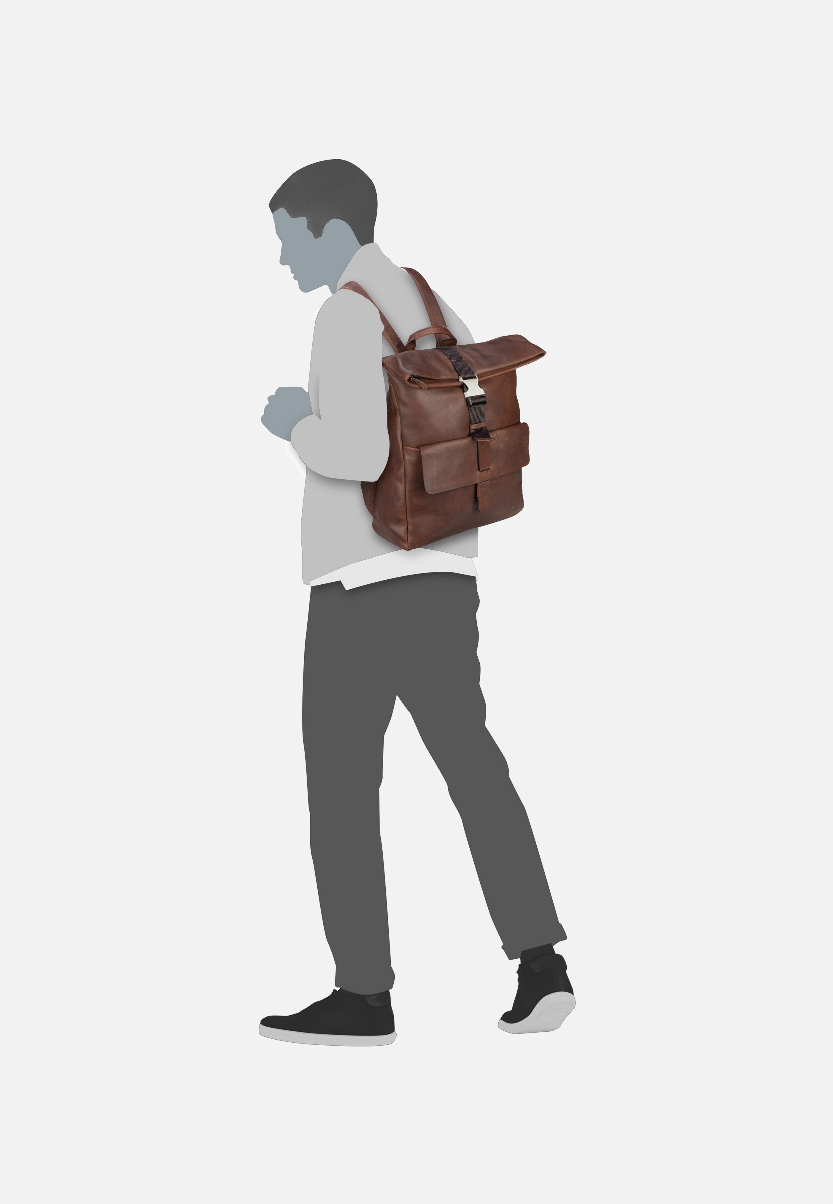 Joop - Loreto Rico Backpack MVF Dark Brown - Rolltop Backpack | Men-Image