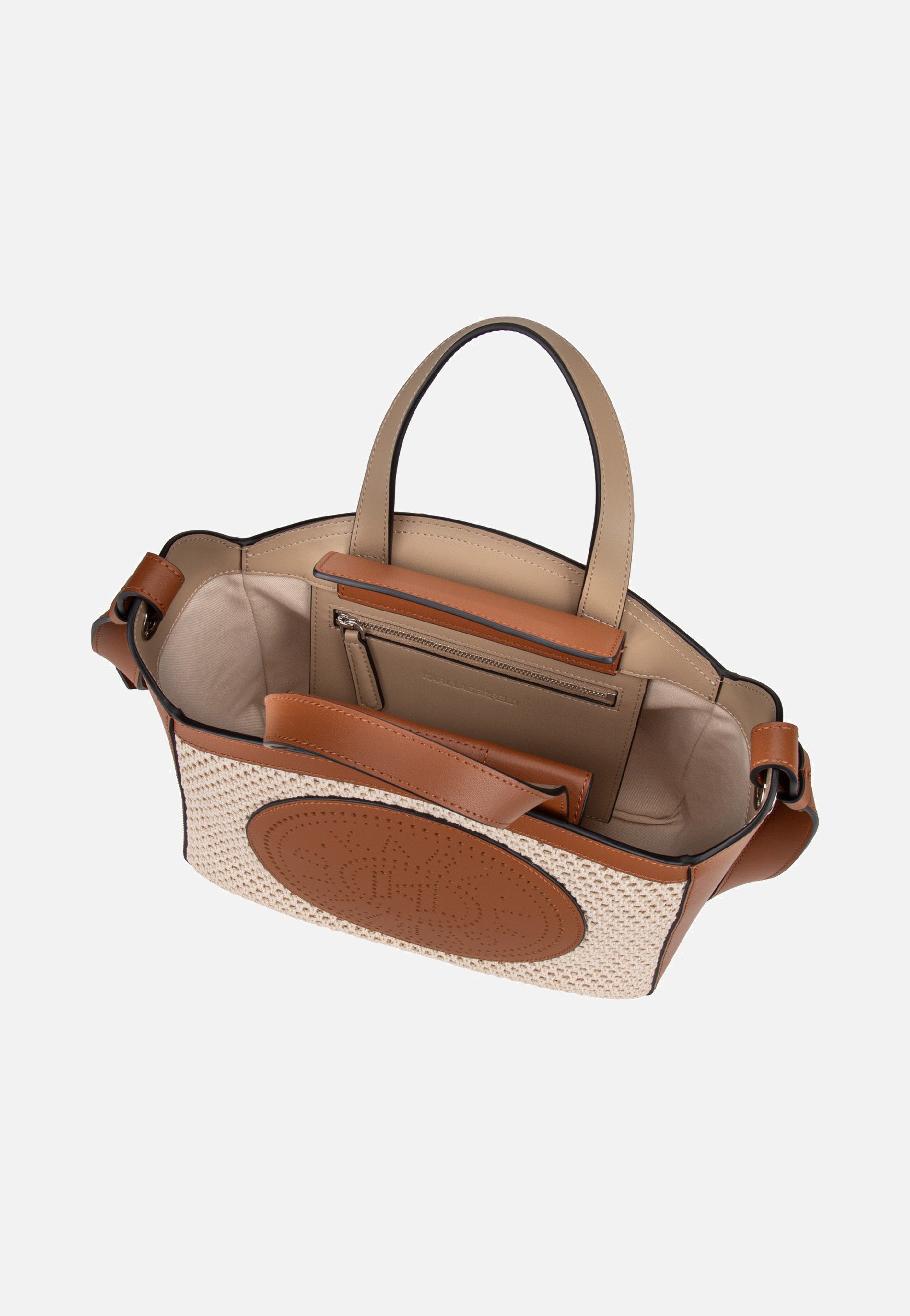 Karl Lagerfeld K/Circle SM Tote Raffia Mesh Natural/Tan Tote Bag