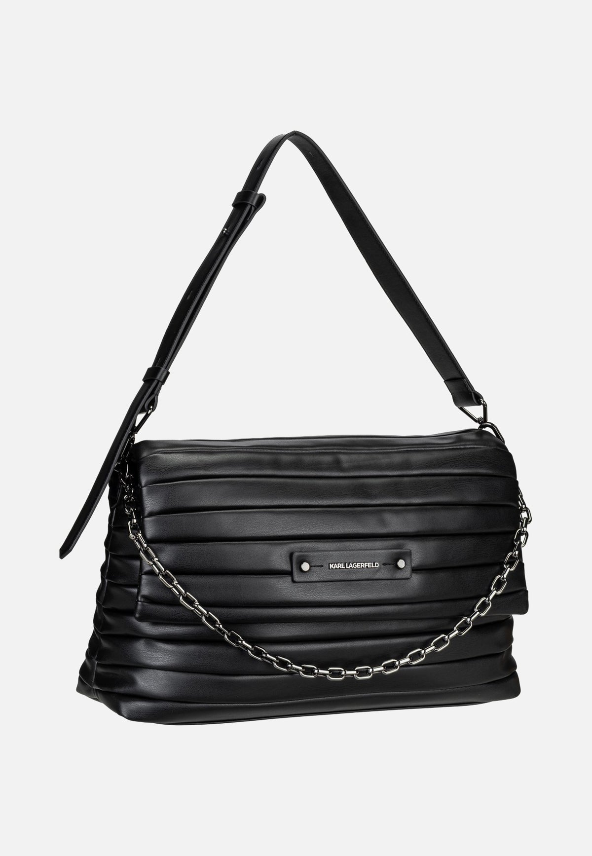 Karl Lagerfeld K/Essential Plie Medium Flap Shb Black-Gunmetal  Abendtasche