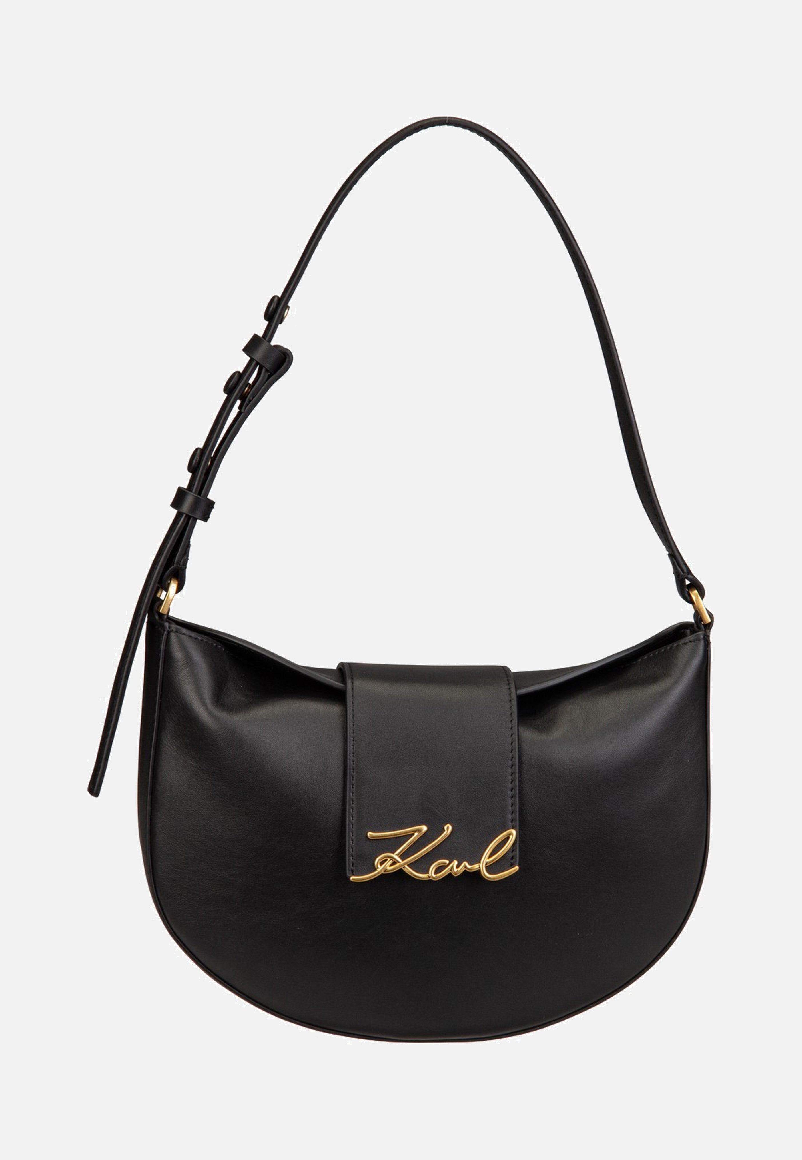 Karl Lagerfeld - K/Signature FL Halfmoon SHB Black/Gold - Shoulder Bag | Women-Image