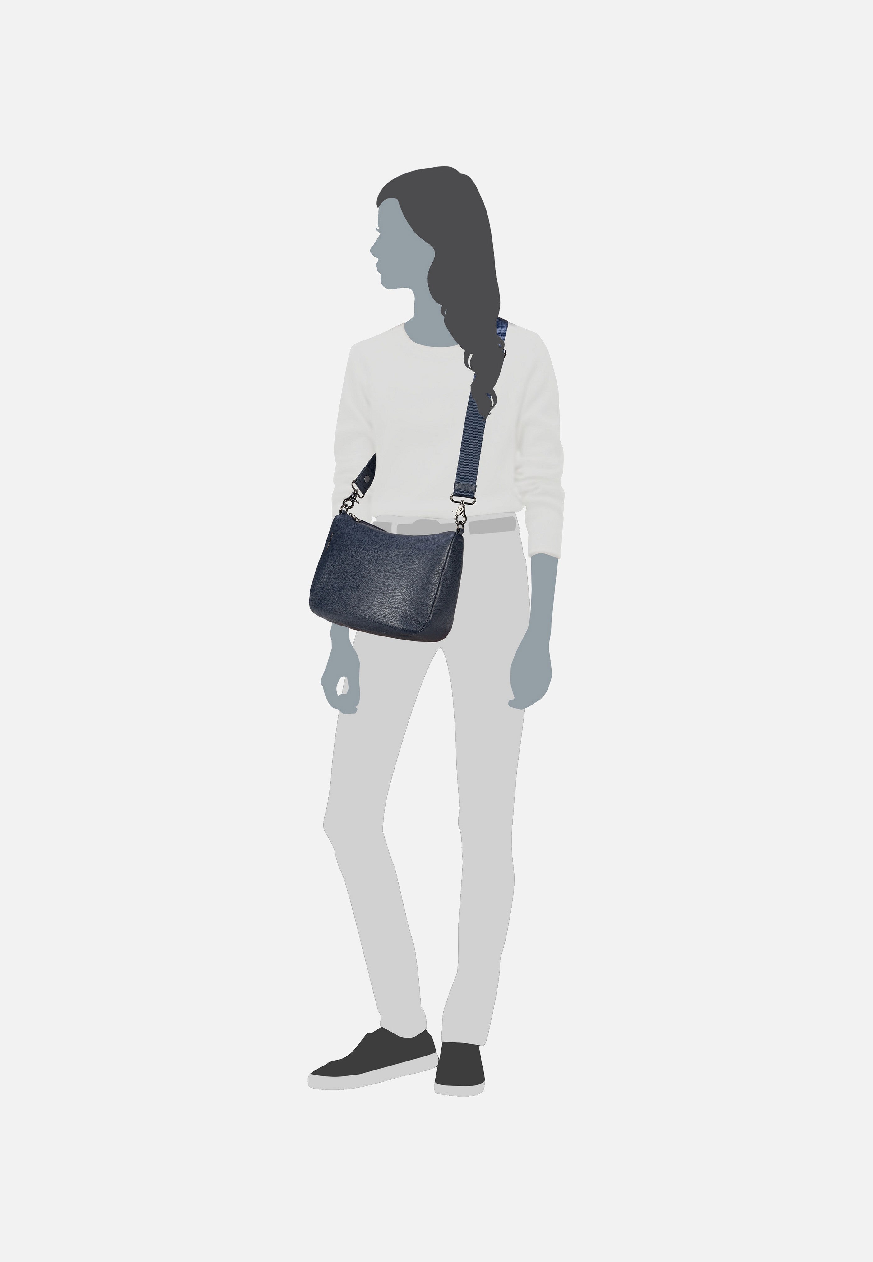 Mandarina Duck - Mellow Leather Hobo FZT79 Dress Blue - Pouch Bag | Women-Image