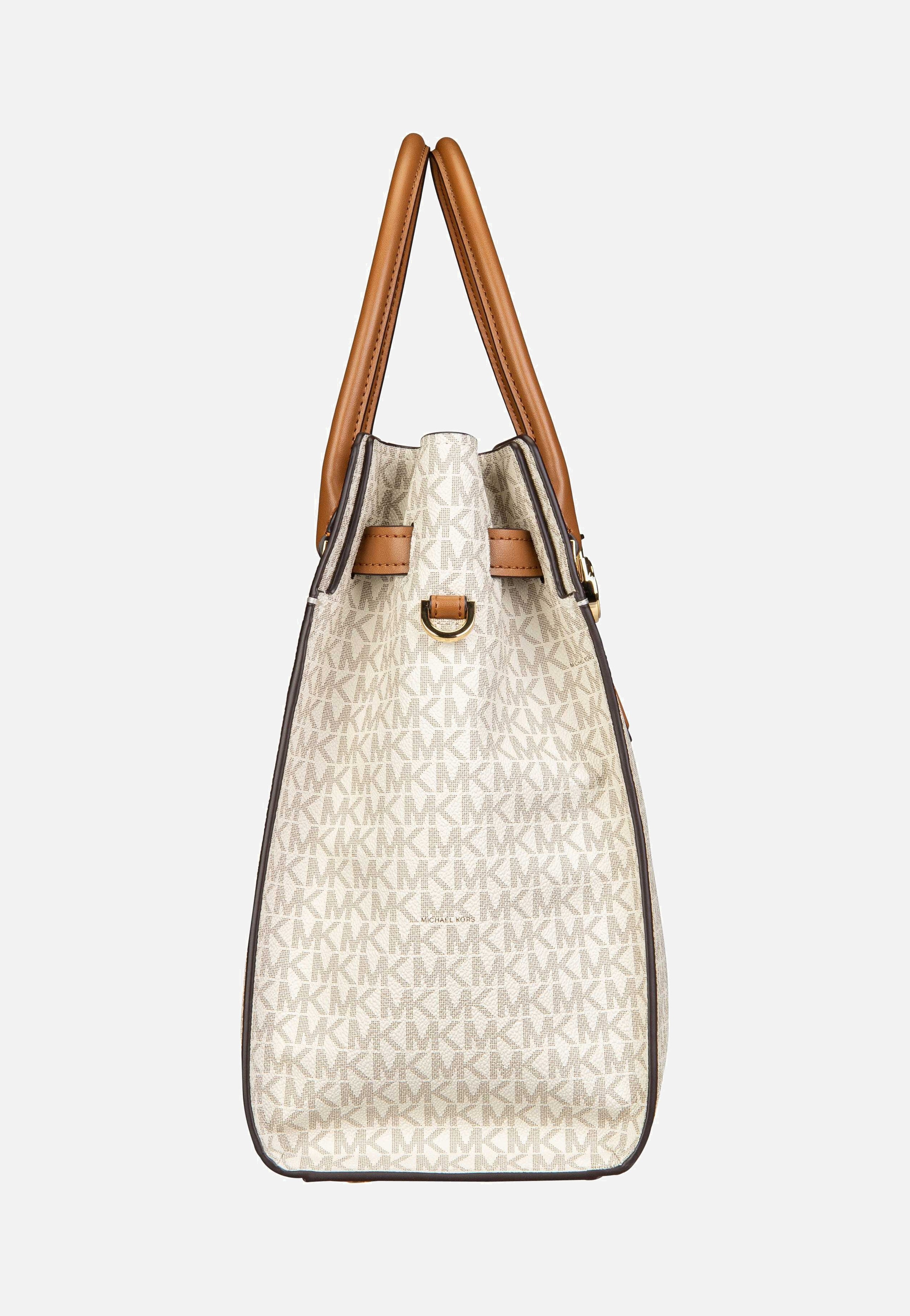 Michael Kors Hamilton LG Satchel MK SIG Vanilla/Acorn Shopper