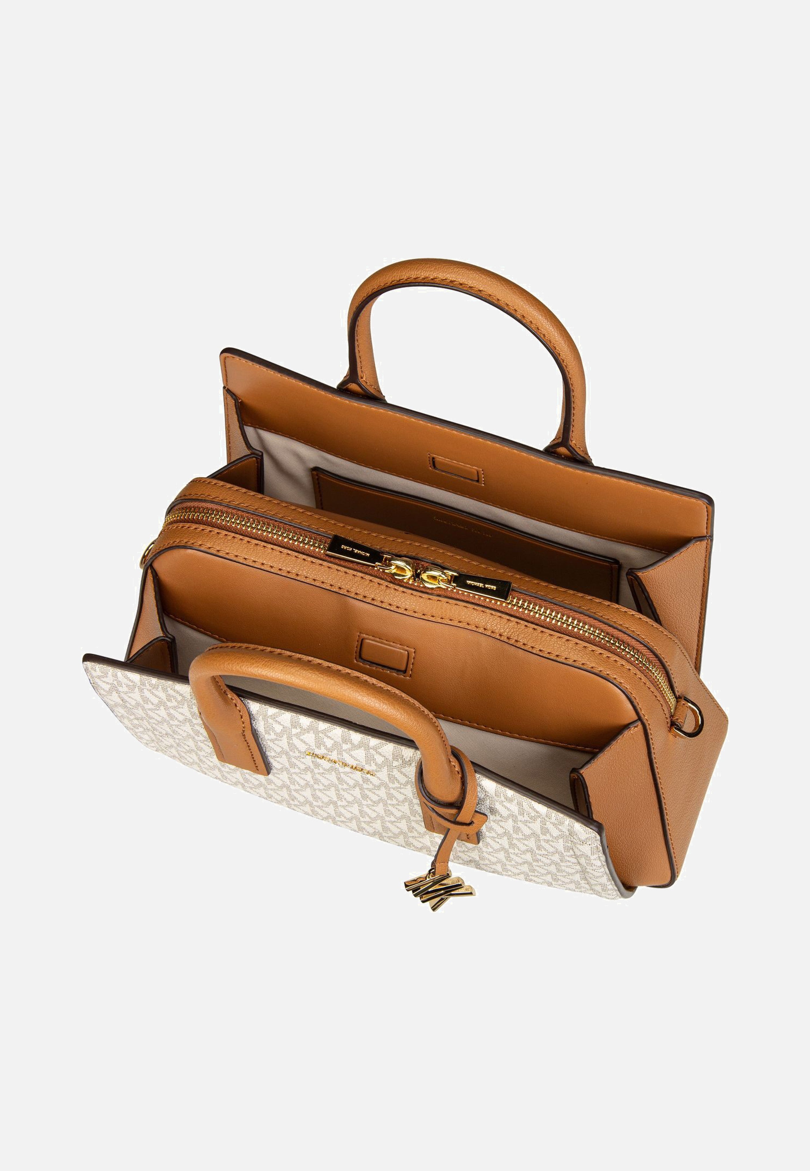 Michael Kors - Laila SM Satchel MK SIG Vanilla/Acorn - Handle Bag | Women-Image