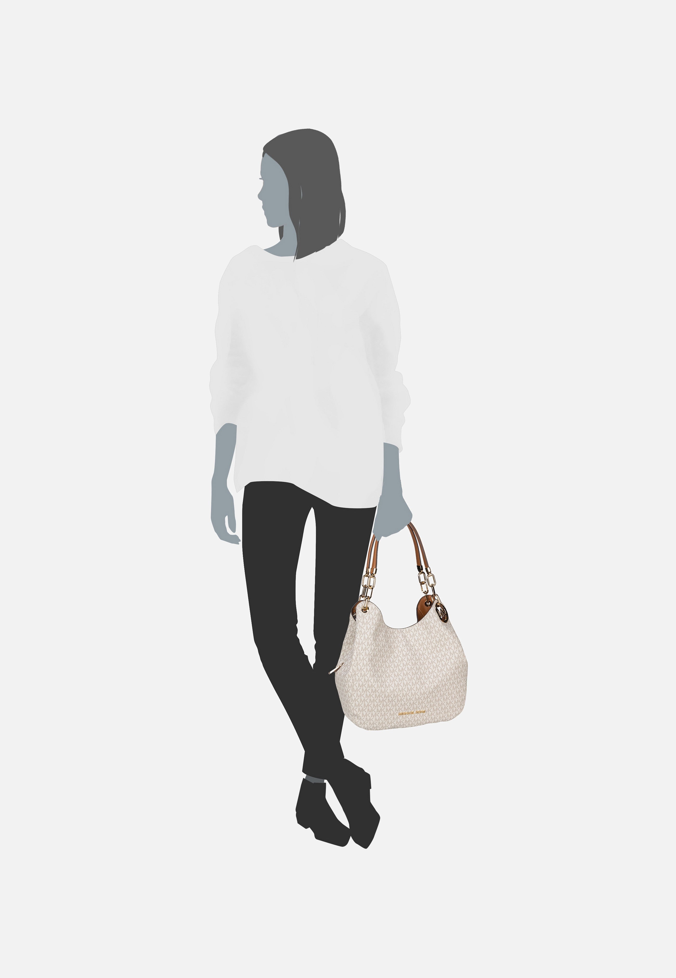 Michael Kors - Lillie Large Chain Shoulder Tote MK Signature Vanilla/Acorn - Hobo Bag | Women-Image