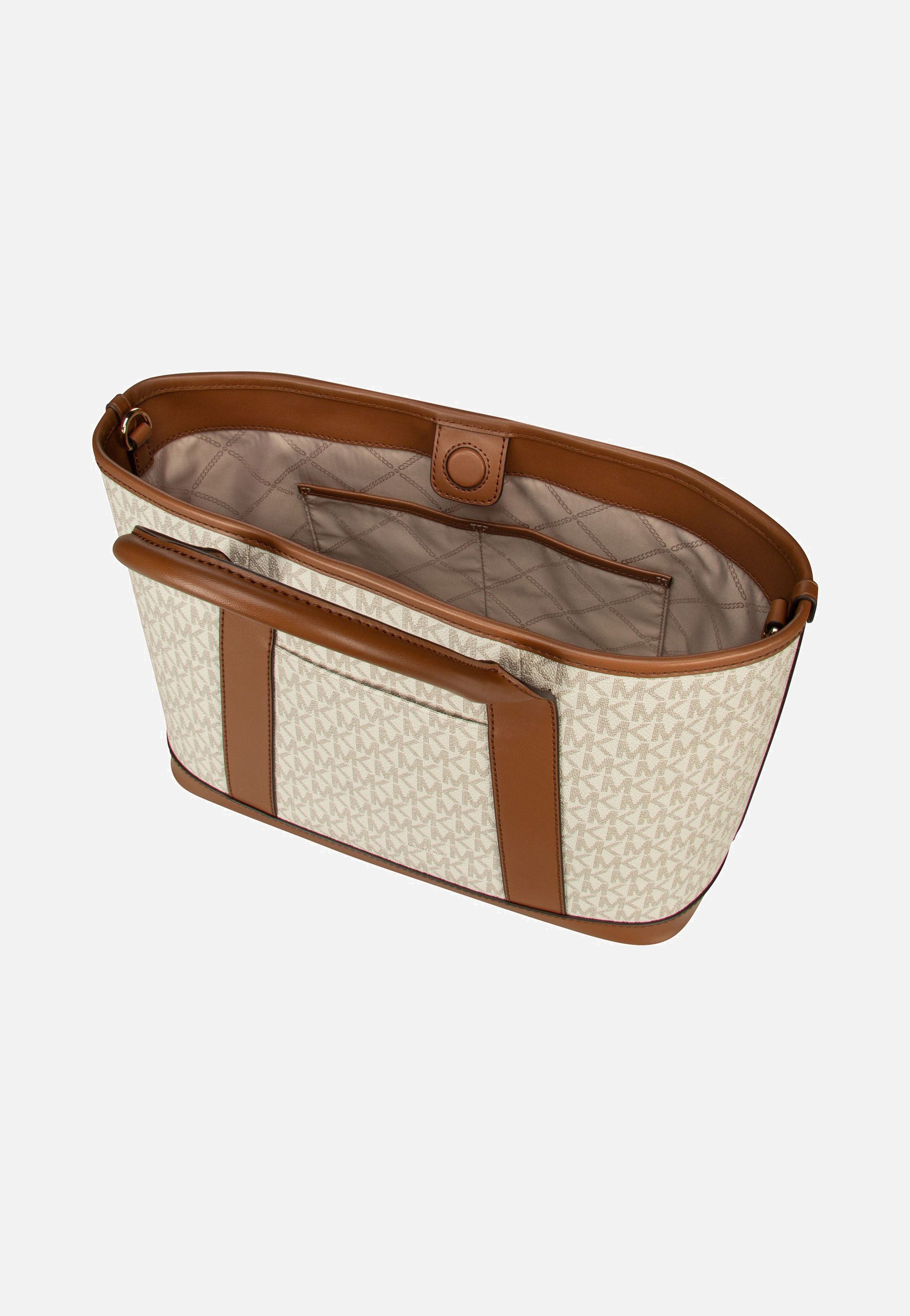 Michael Kors Luisa MD MK SIG Vanilla/Luggage Tote Bag