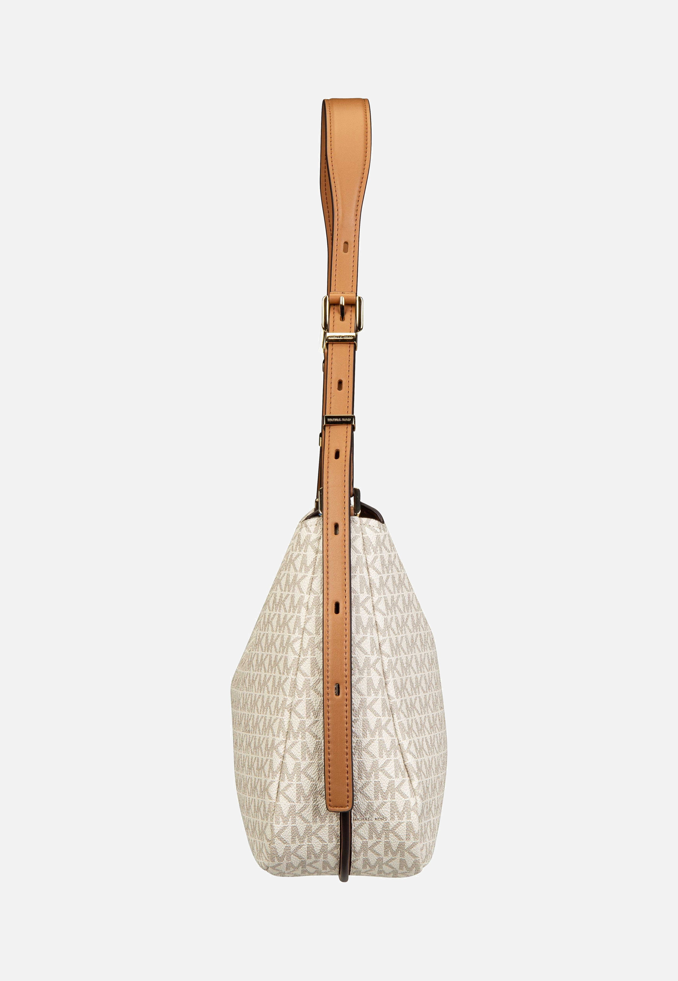 Michael Kors - Nolita MD TZ Hobo Shoulder MK Sig Vanilla/Acorn - Shoulder Bag | Women-Image