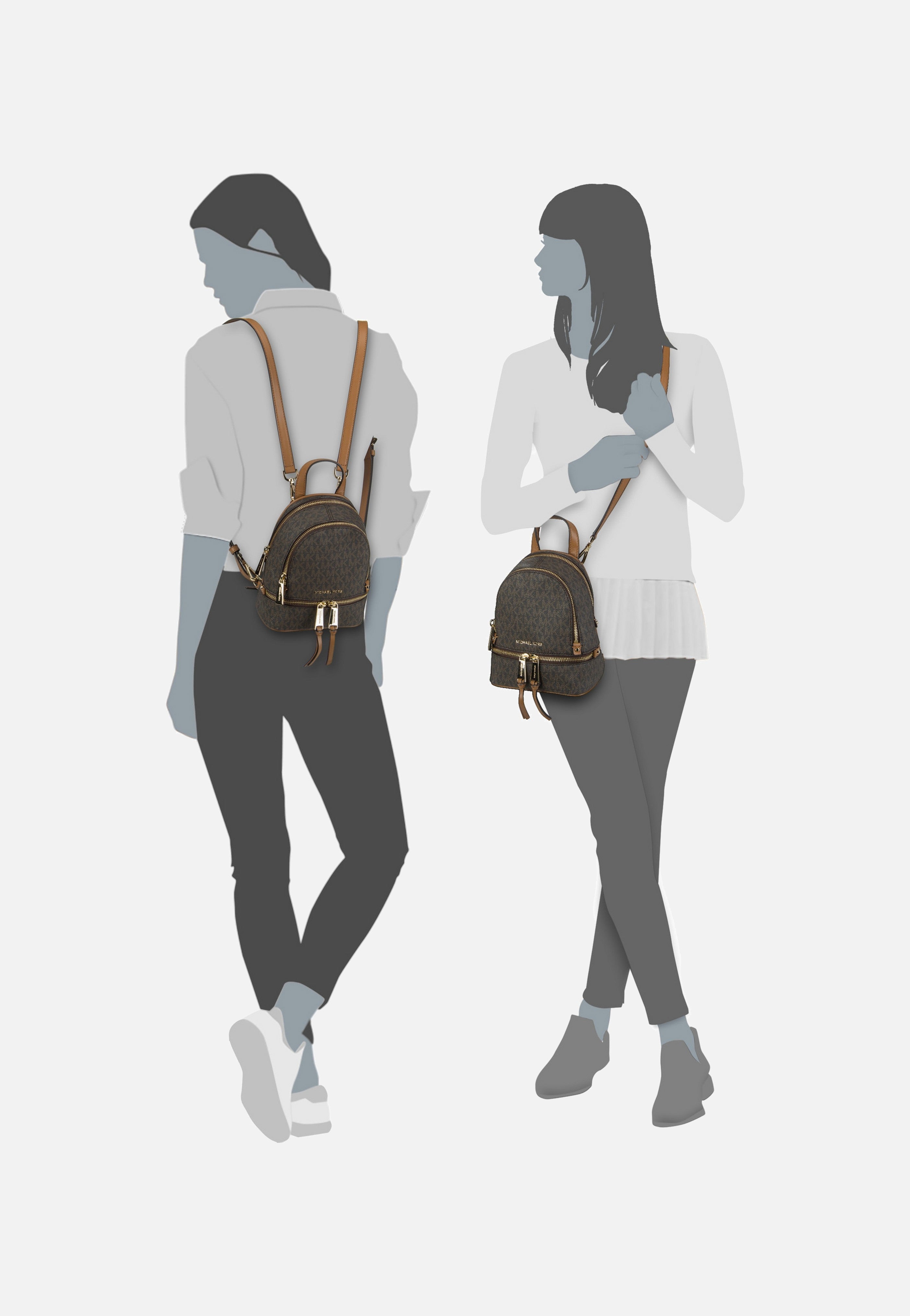 Michael Kors - Rhea Zip XS MK Signature Brown - Backpack | Women-Image