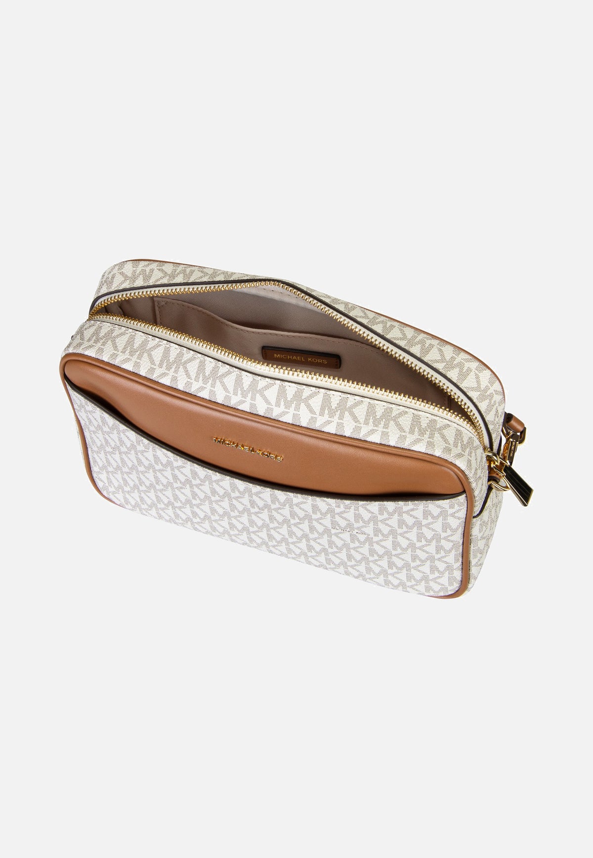 Michael Kors Bev LG Ew Pckt Xbody Vanilla/Acorn Crossbody Bag