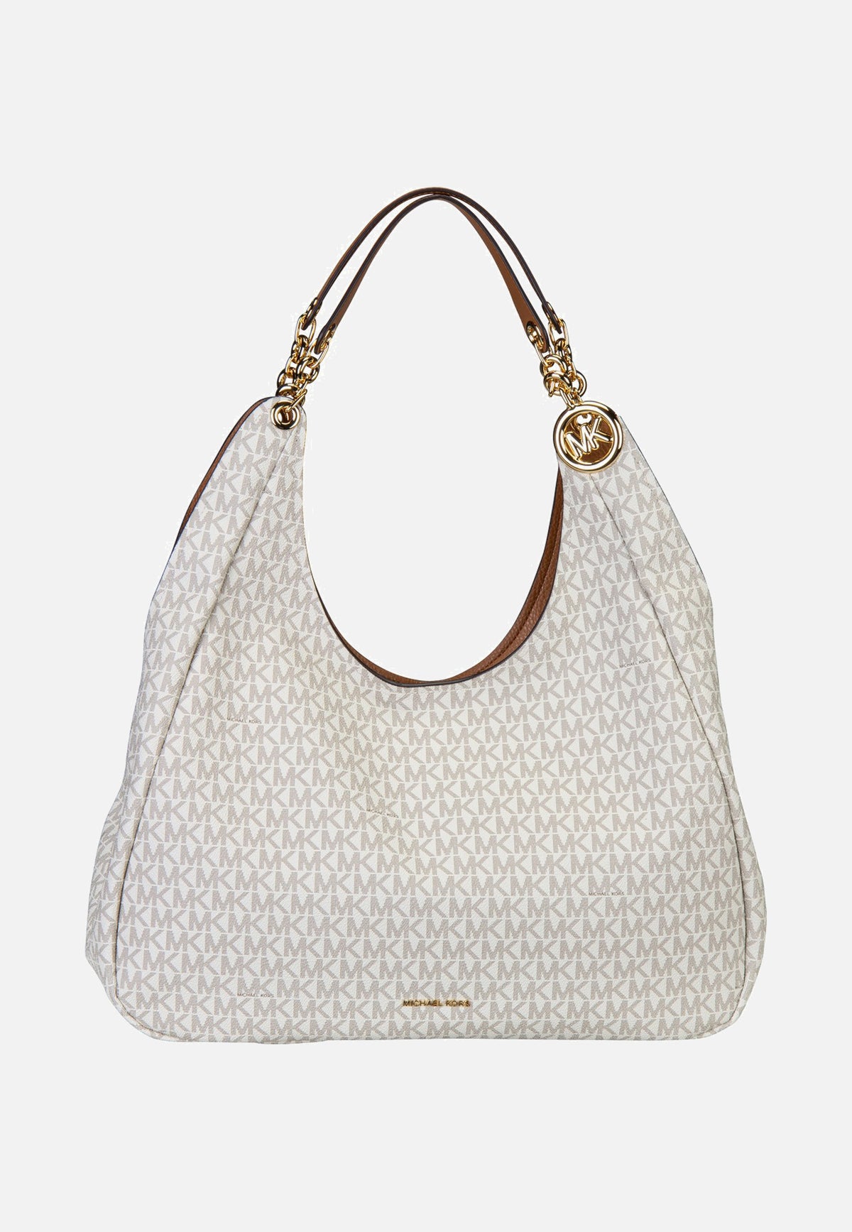 Michael Kors Ellie LG Trpl Compt Shldr Tote Vanilla/Acorn Hobo Bag