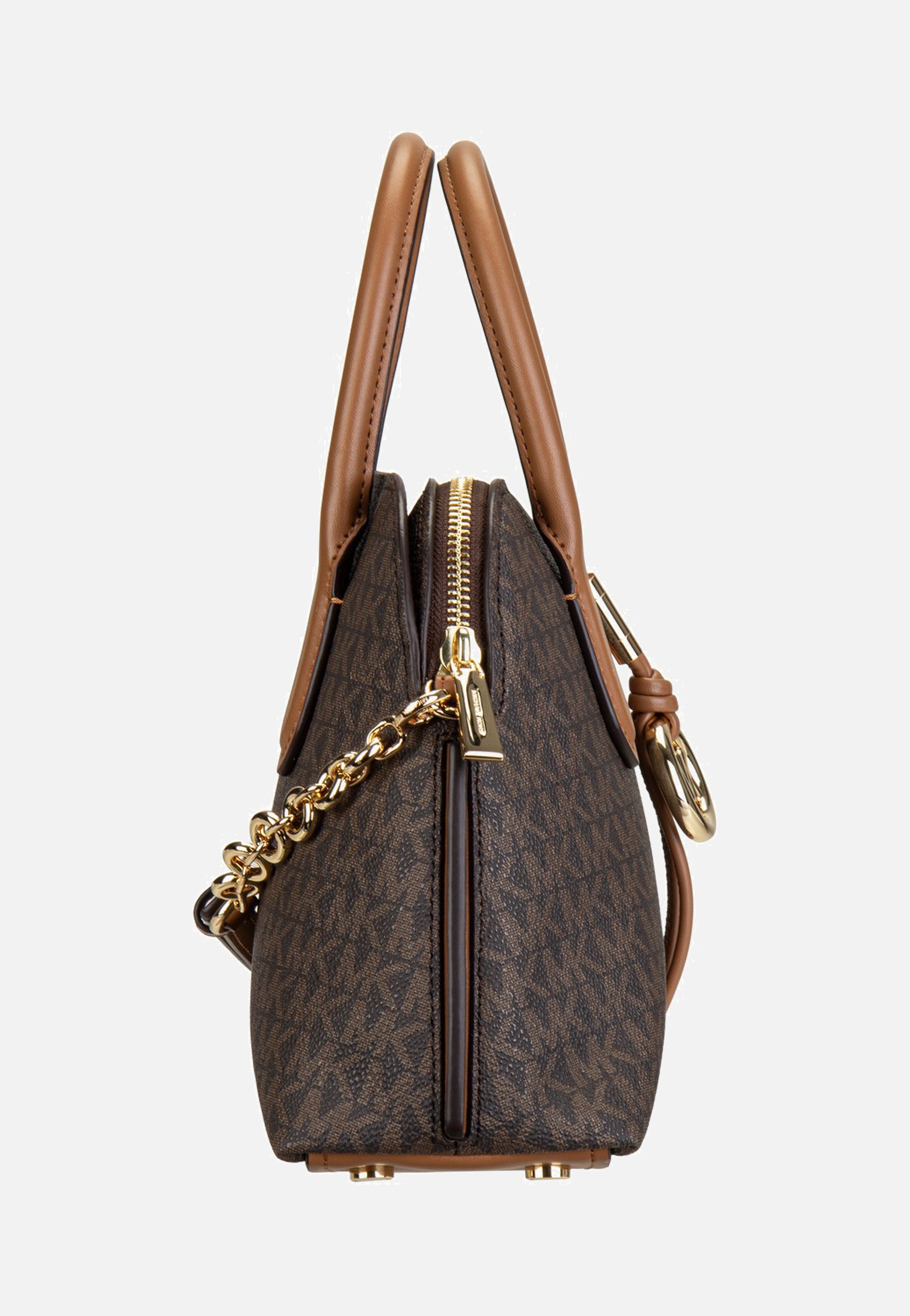 Michael Kors Freddie Medium Dome Chn Stchl Brown/Acorn Satchel