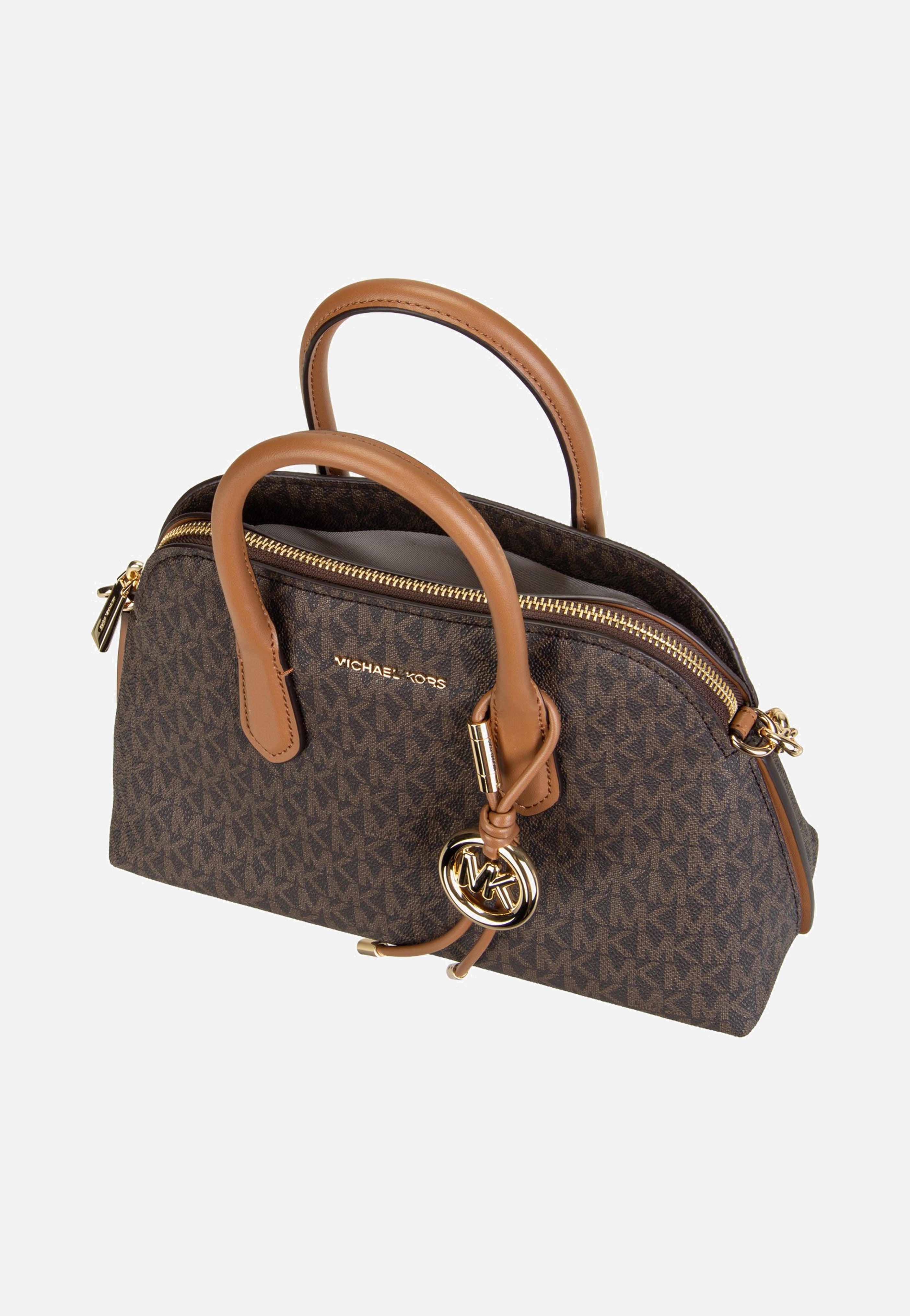 Michael Kors Freddie Medium Dome Chn Stchl Brown/Acorn Satchel