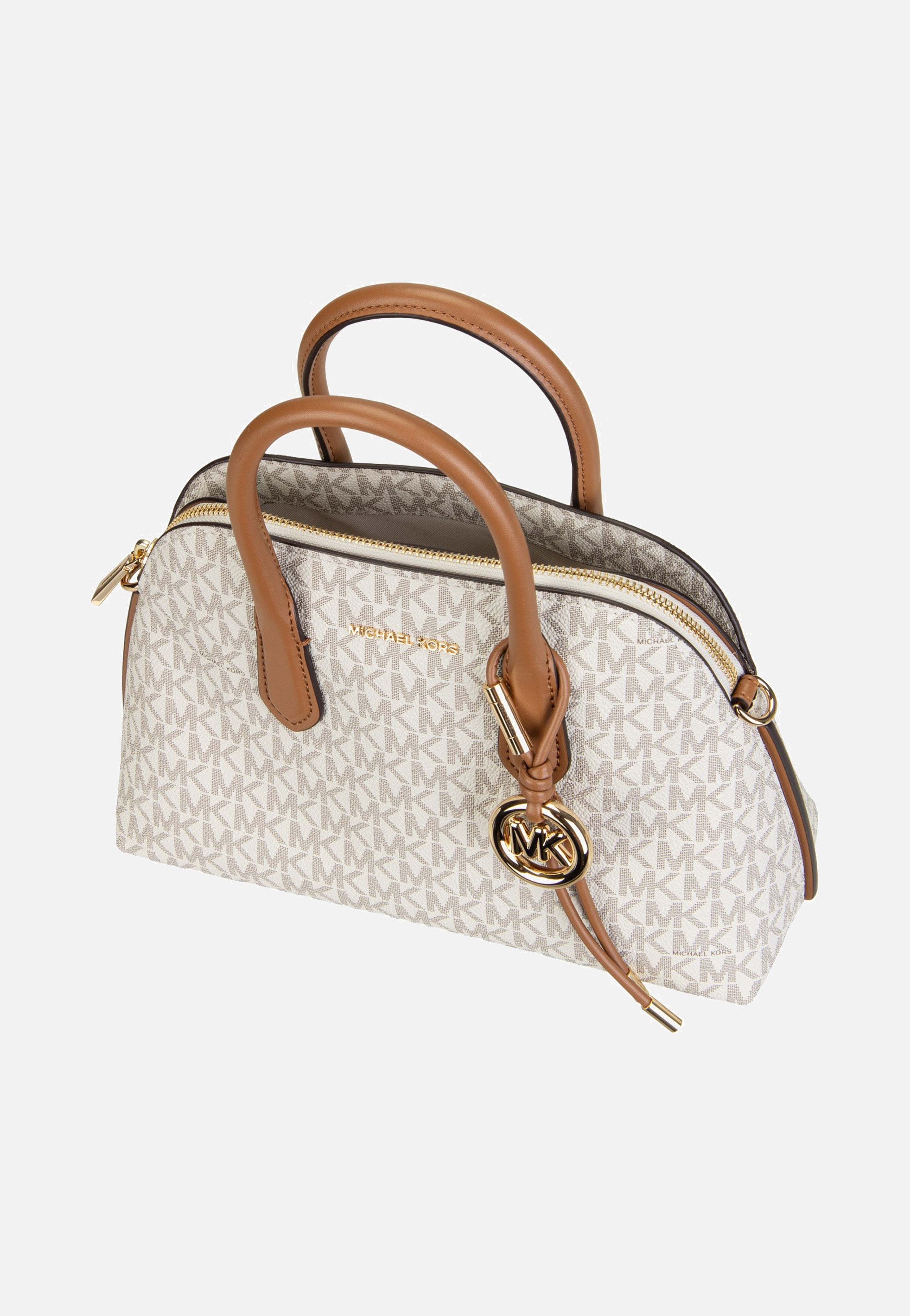 Michael Kors Freddie Medium Dome Chn Stchl Vanilla/Acorn Satchel