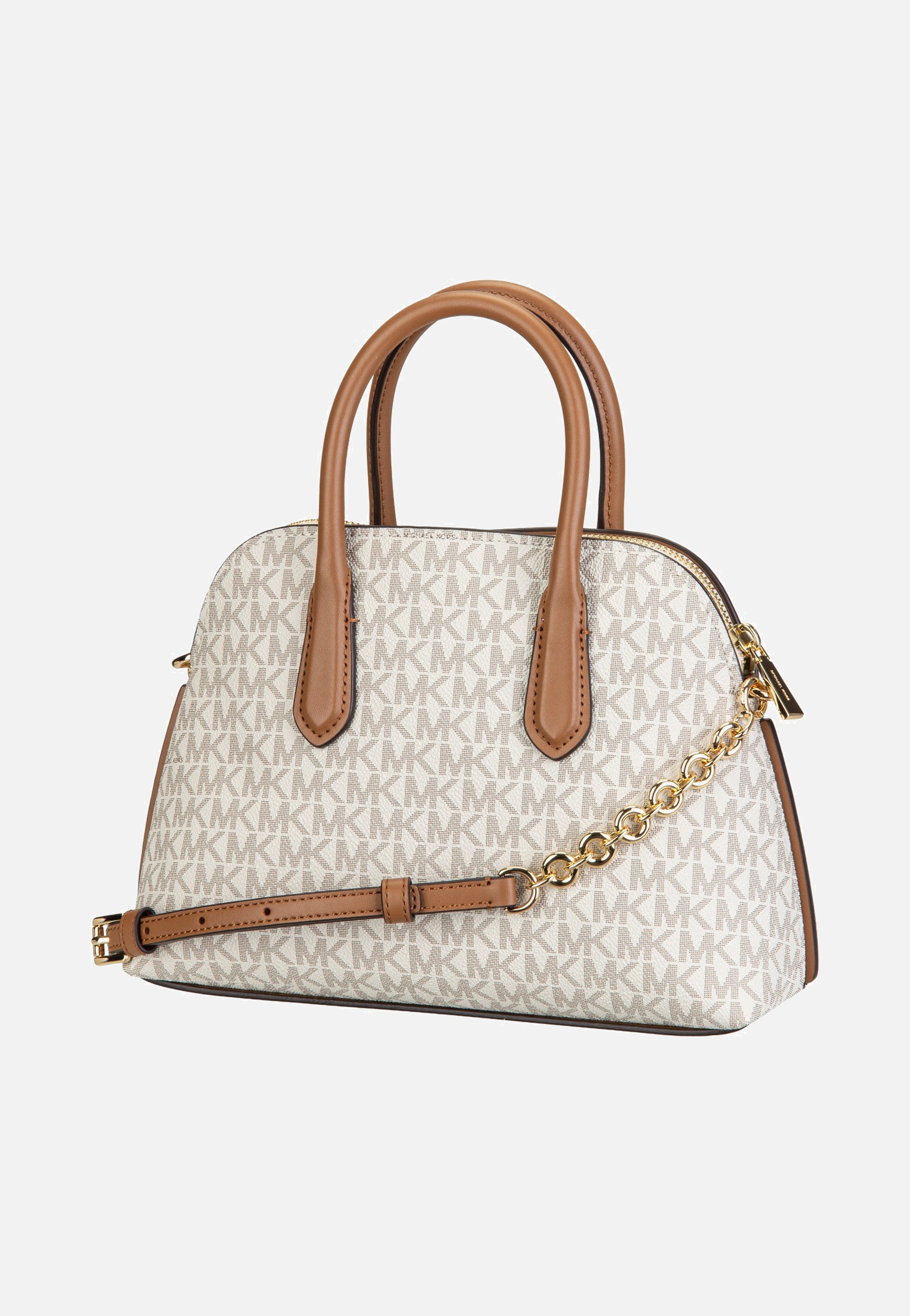 Michael Kors Freddie Medium Dome Chn Stchl Vanilla/Acorn Satchel