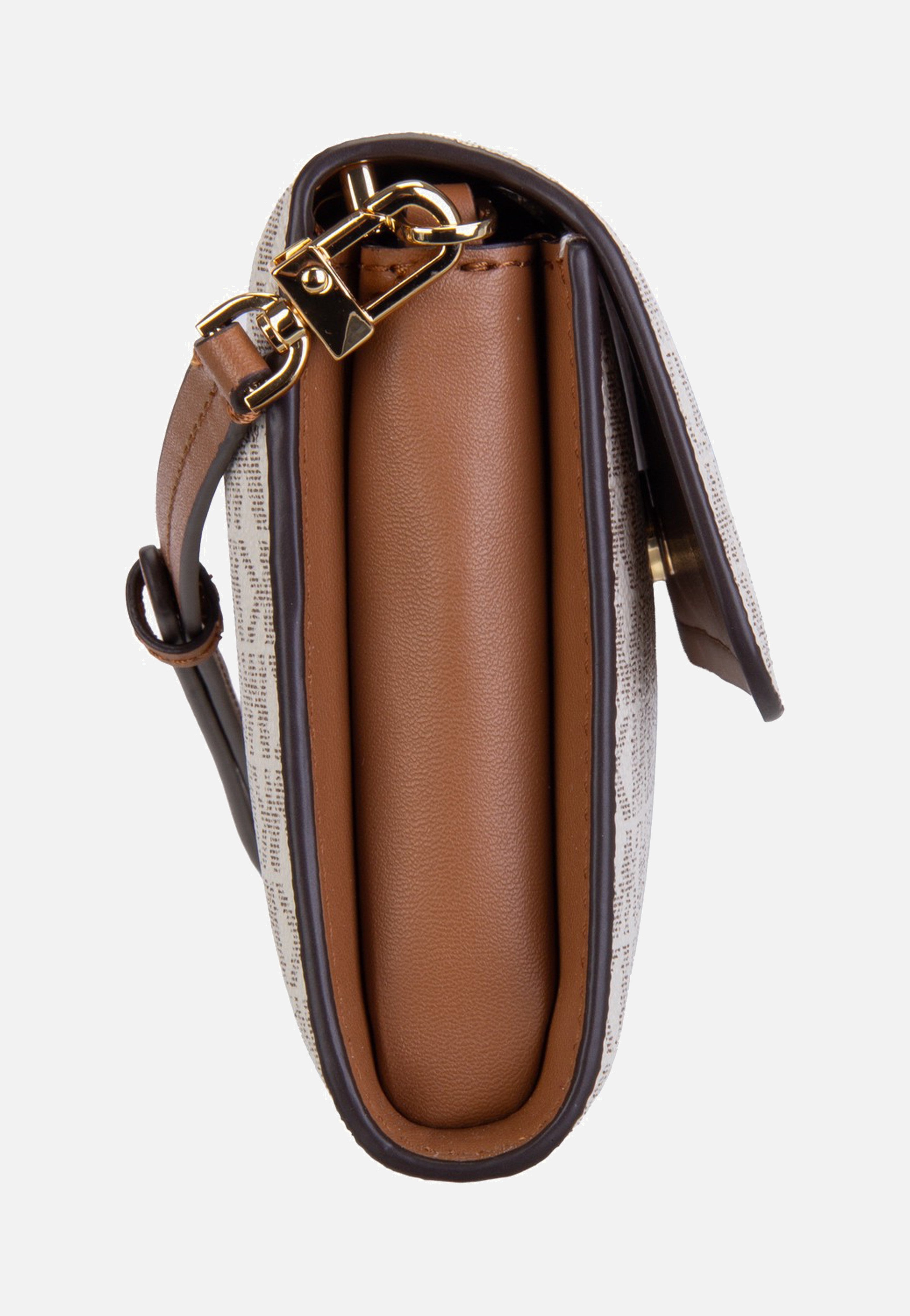 Michael Kors Jet Set SM Ew Flap Crossbody Vanilla/Acorn Evening Bag