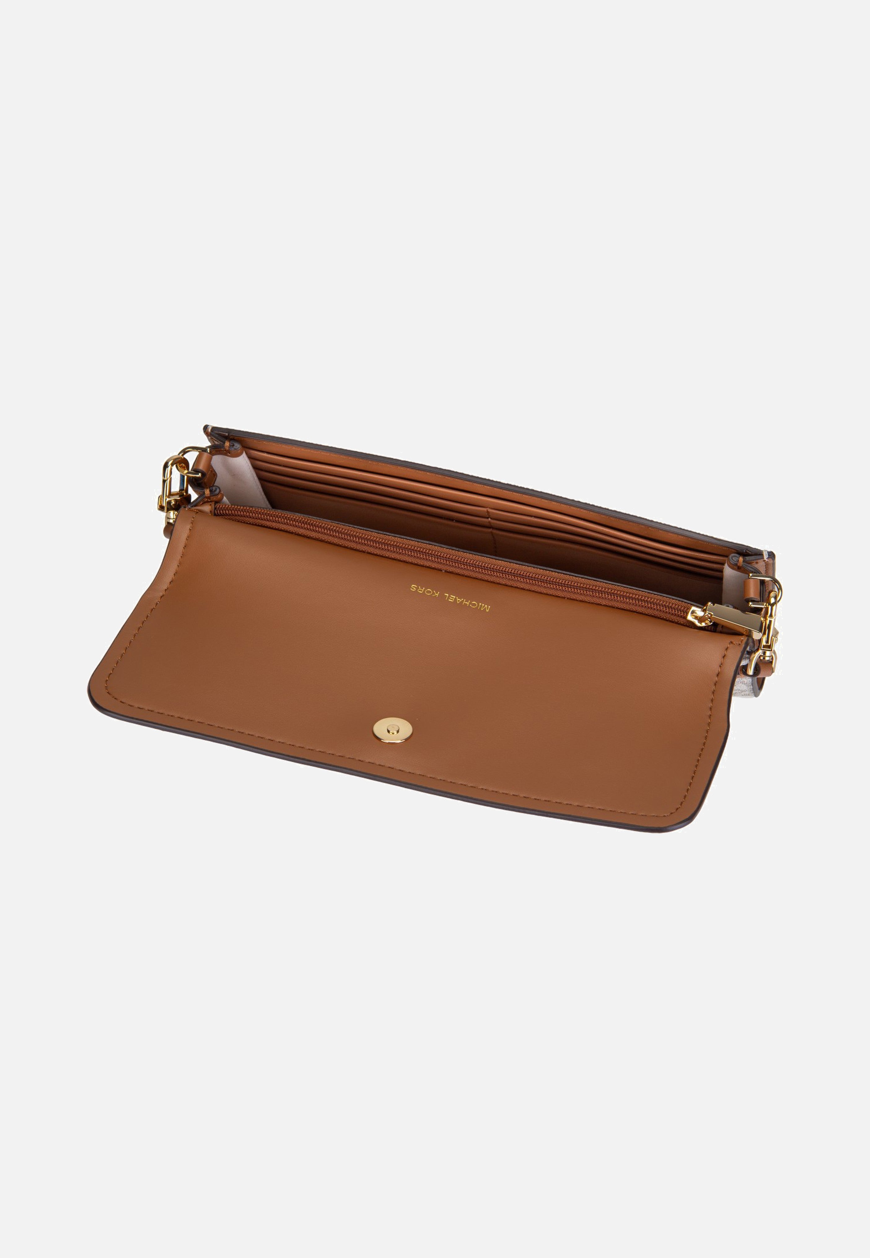 Michael Kors Jet Set SM Ew Flap Crossbody Vanilla/Acorn Evening Bag