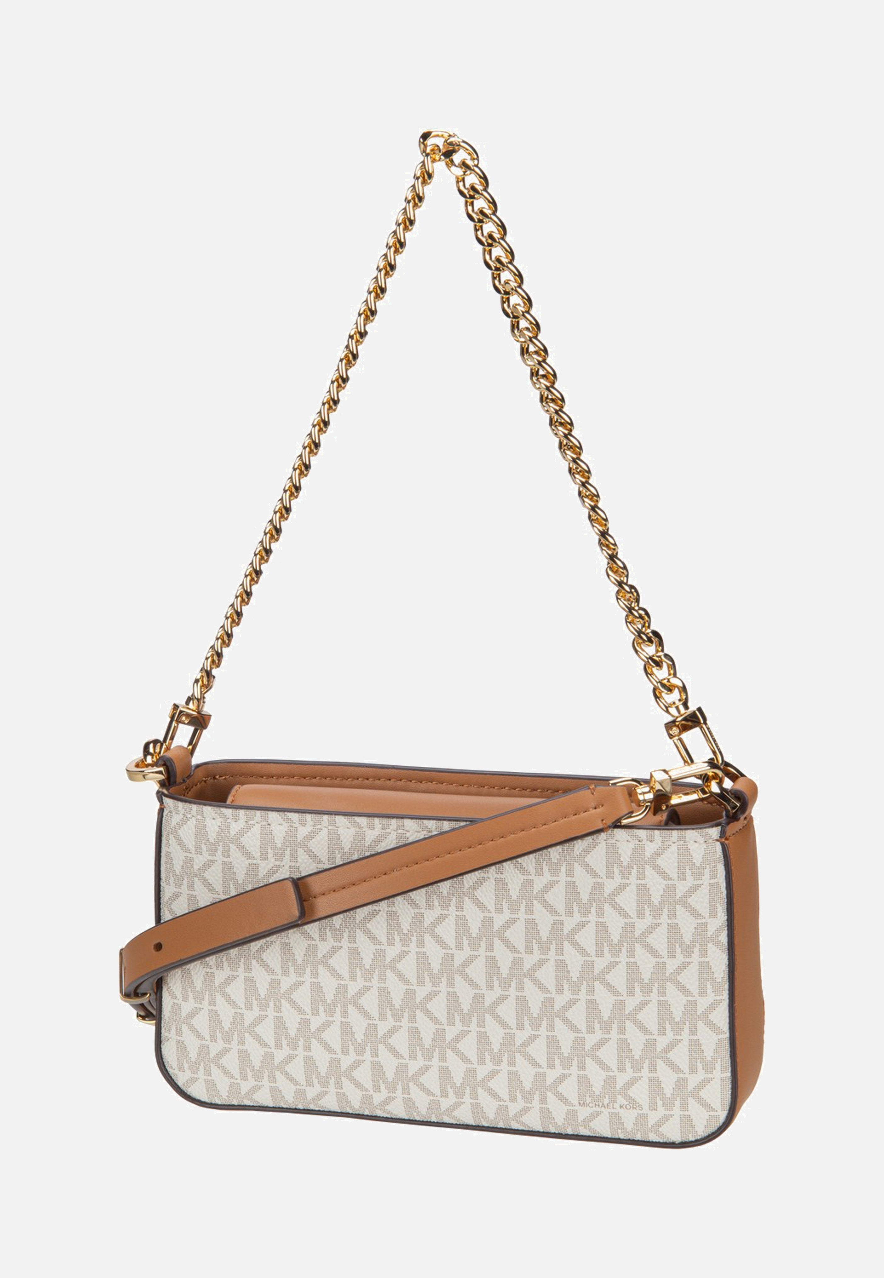 Michael Kors Bryant SM Conv Xbody Pouchette Vanilla/Acorn Evening Bag