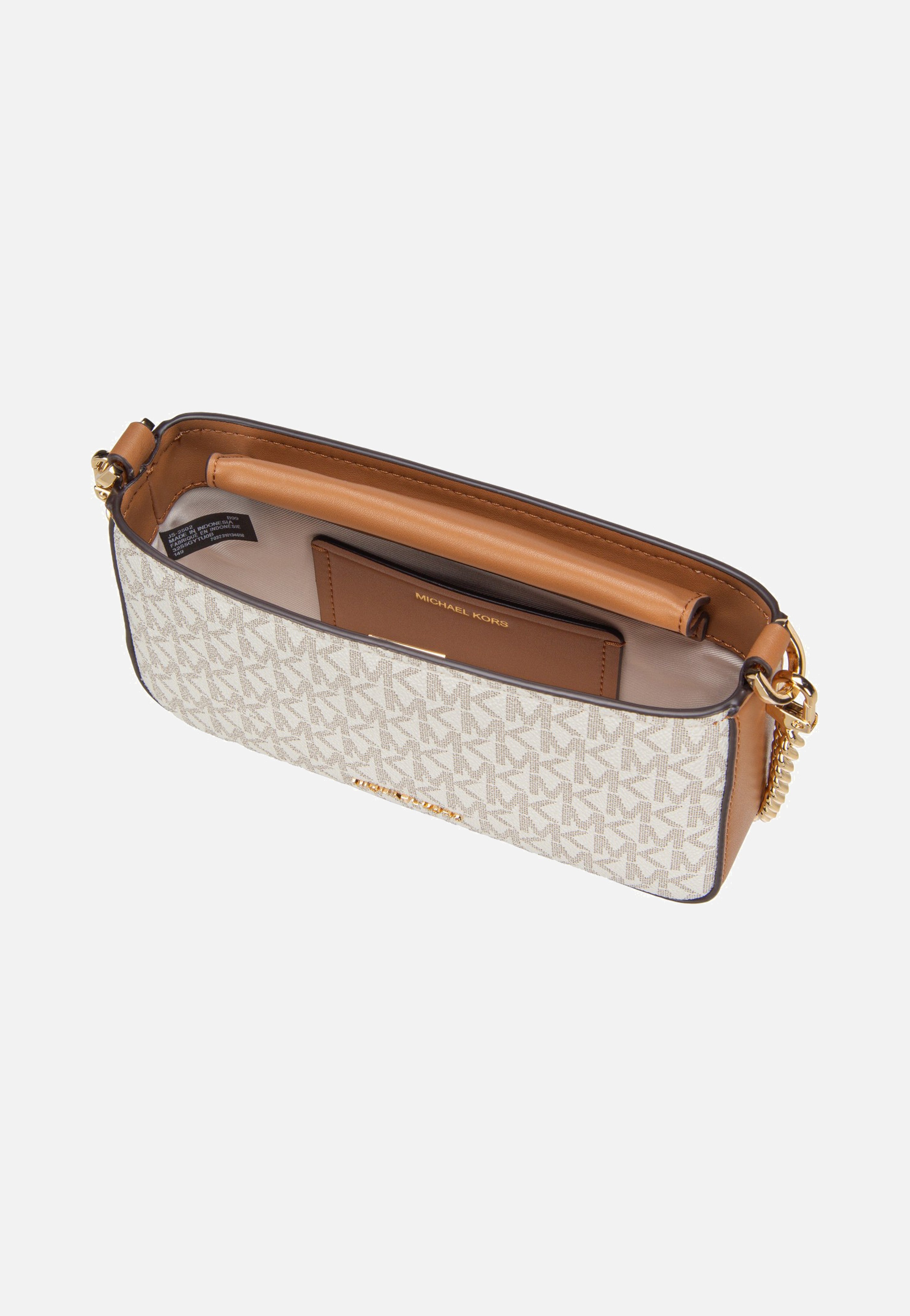 Michael Kors Bryant SM Conv Xbody Pouchette Vanilla/Acorn Evening Bag