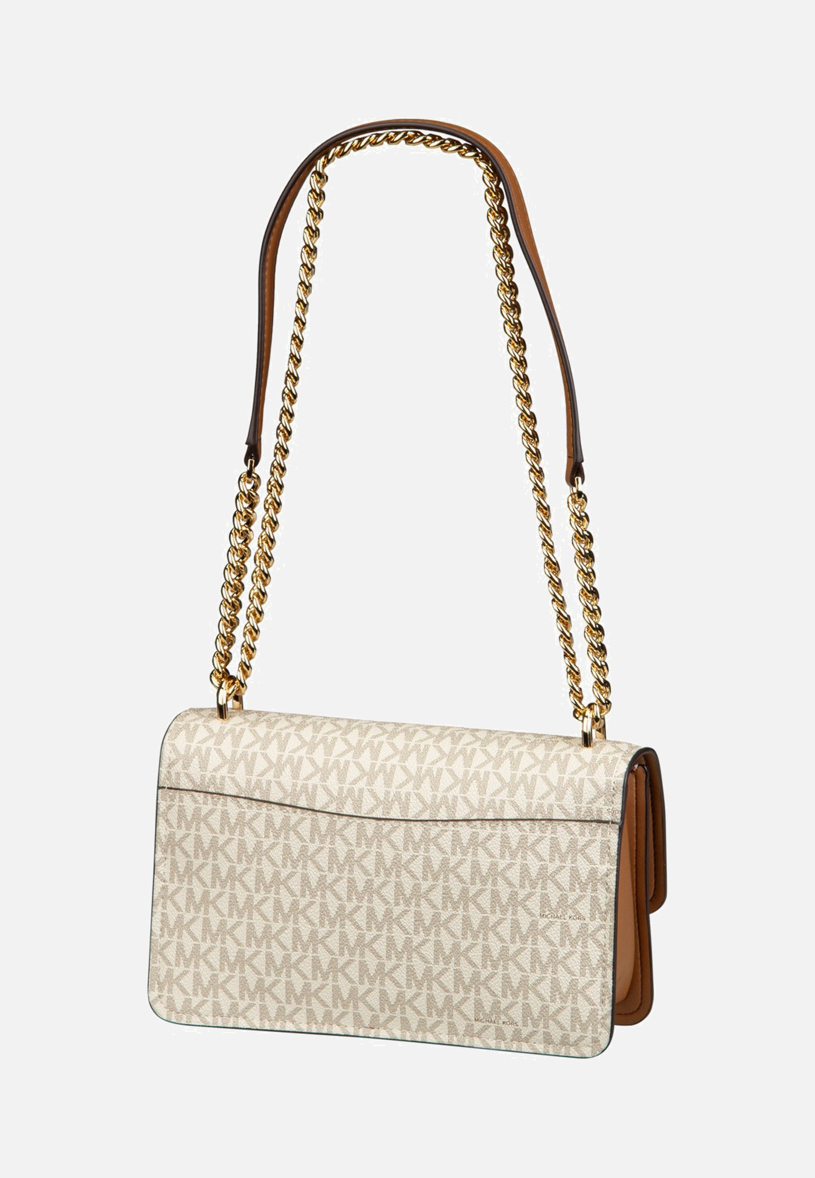 Michael Kors Claire LG Shoulder MK Sig Vanilla/Acorn Schultertasche