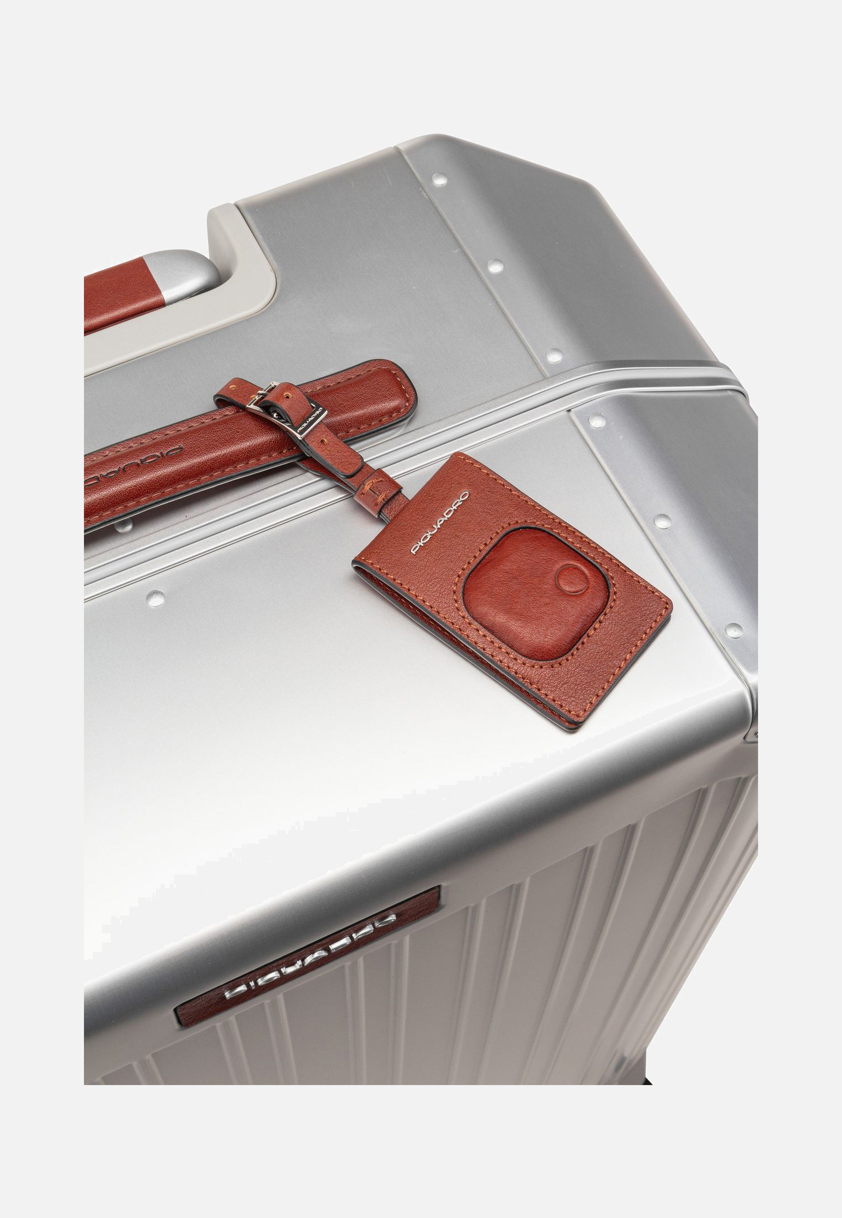 Piquadro - PQ Alu Big Size Spinner Grigio-Cuoio - Suitcase | Neutral-Image