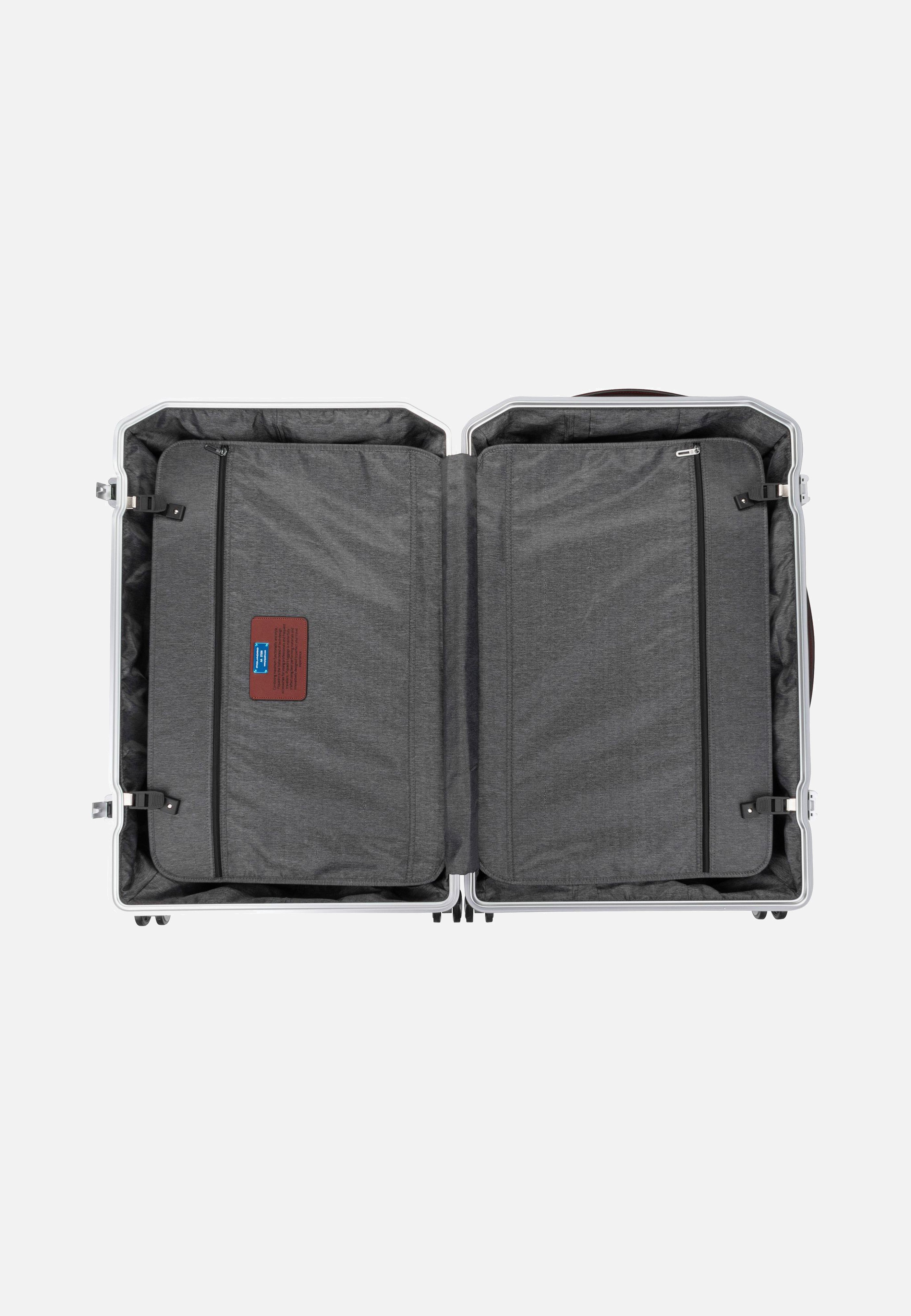 Piquadro - PQ Alu Big Size Spinner Grigio-Cuoio - Suitcase | Neutral-Image