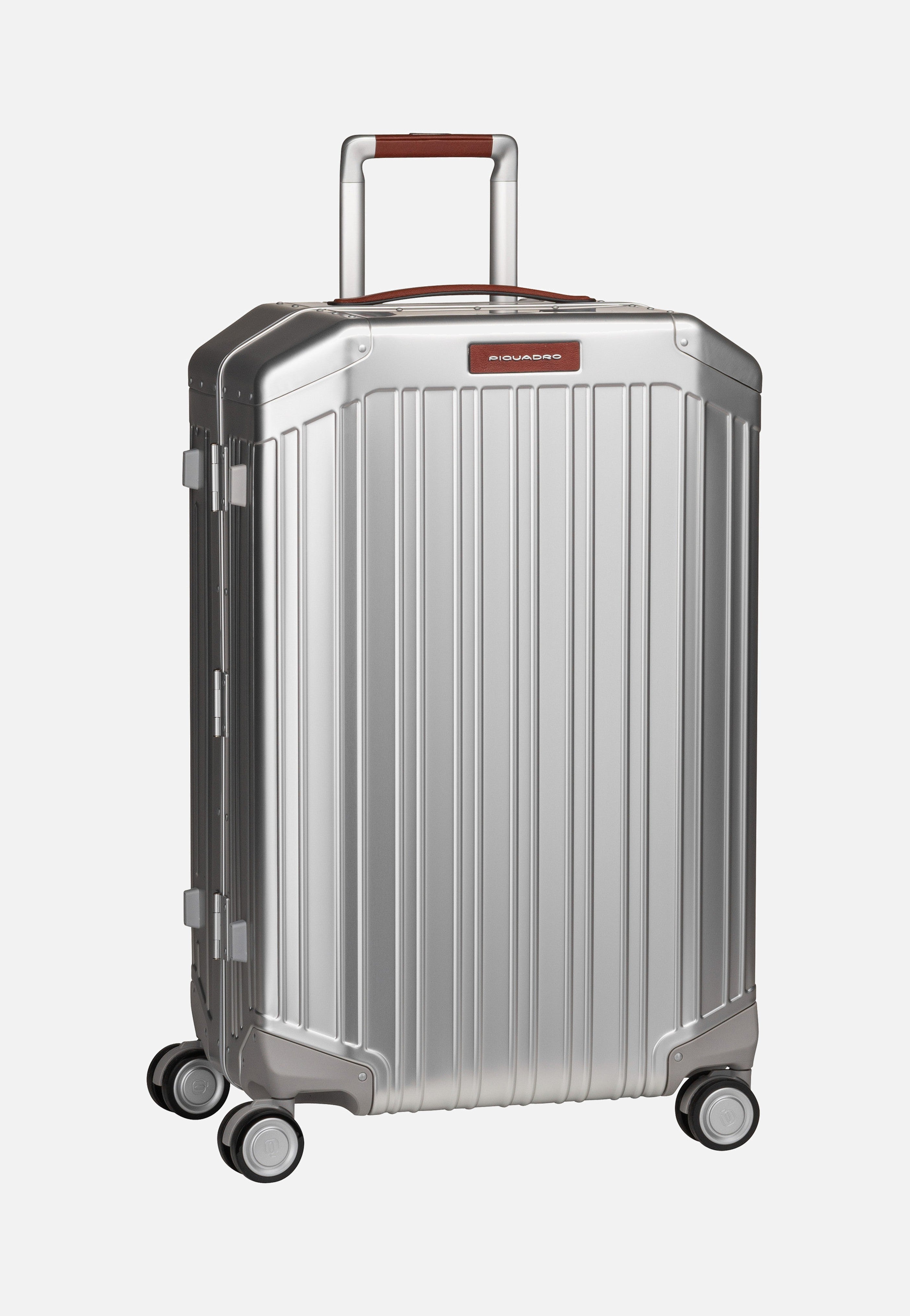 Piquadro - PQ Alu Medium Size Spinner Grigio-Cuoio - Suitcase | Neutral-Image