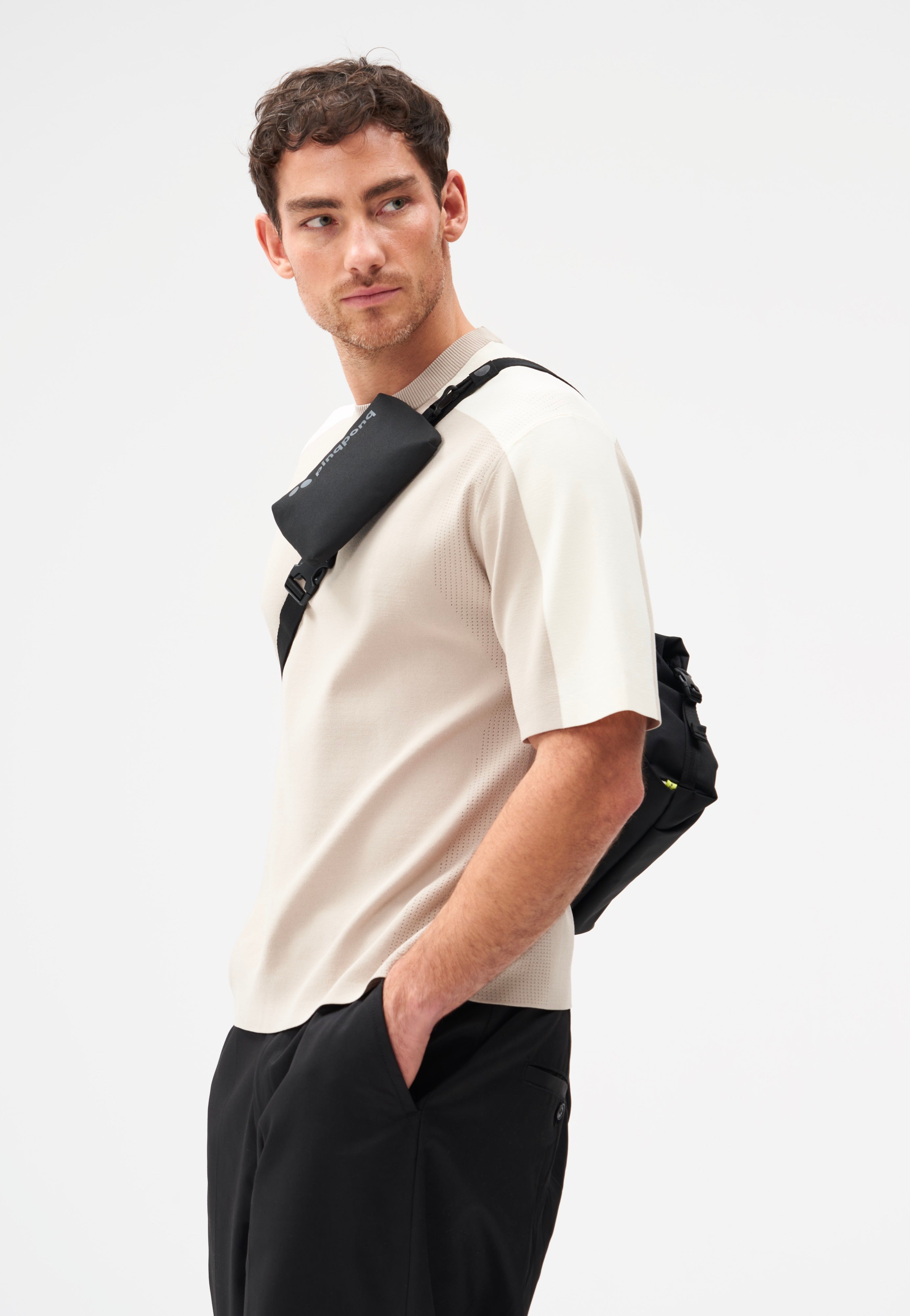 pinqponq Aksel Rooted Black Crossbody Bag
